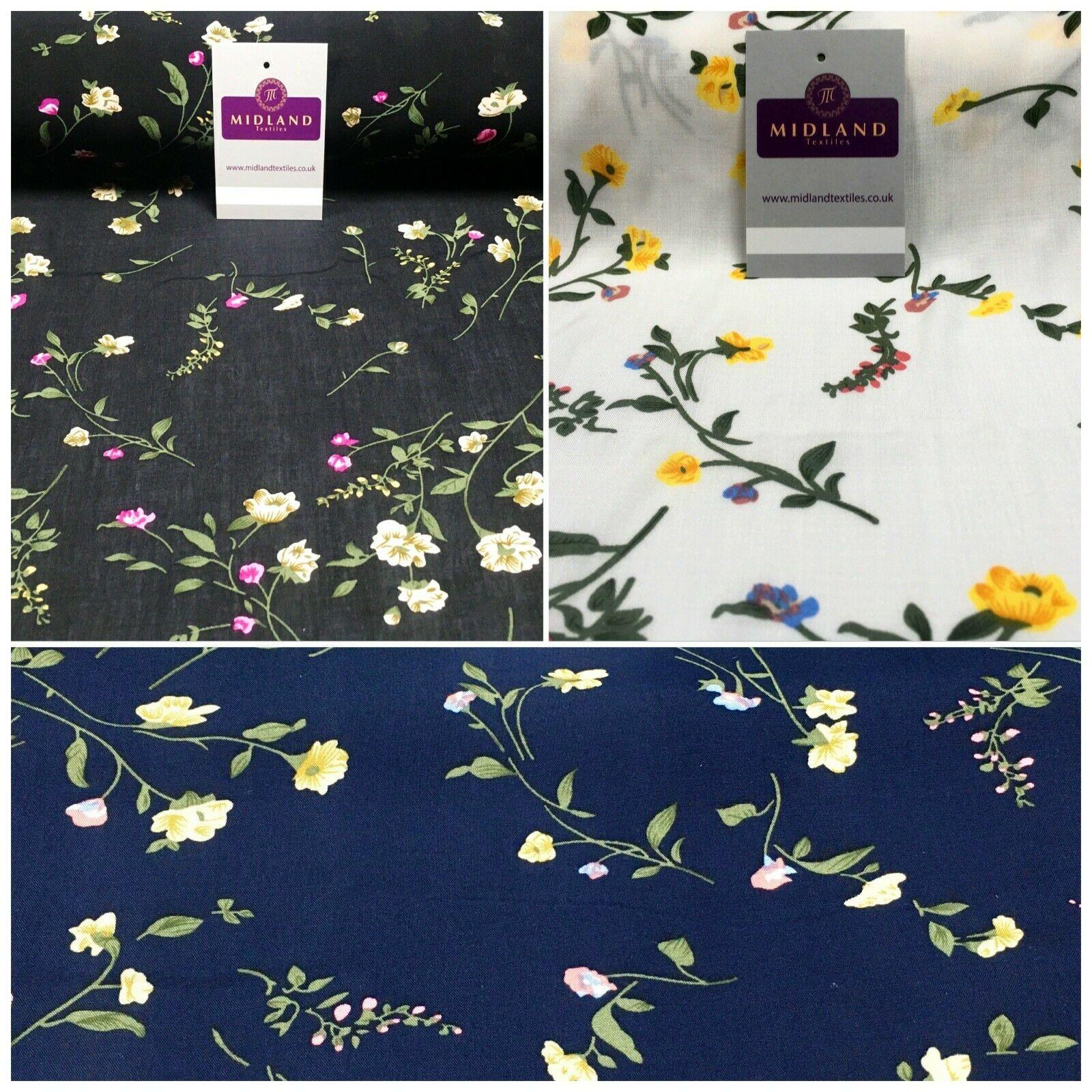 Floral Printed Rayon Viscose Poplin dress Fabric 150 cm MA1254 Mtex