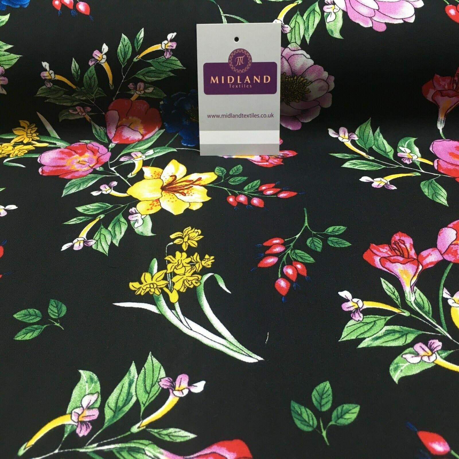 Floral Printed Rayon Viscose Poplin dress Fabric 150 cm MA1255 Mtex