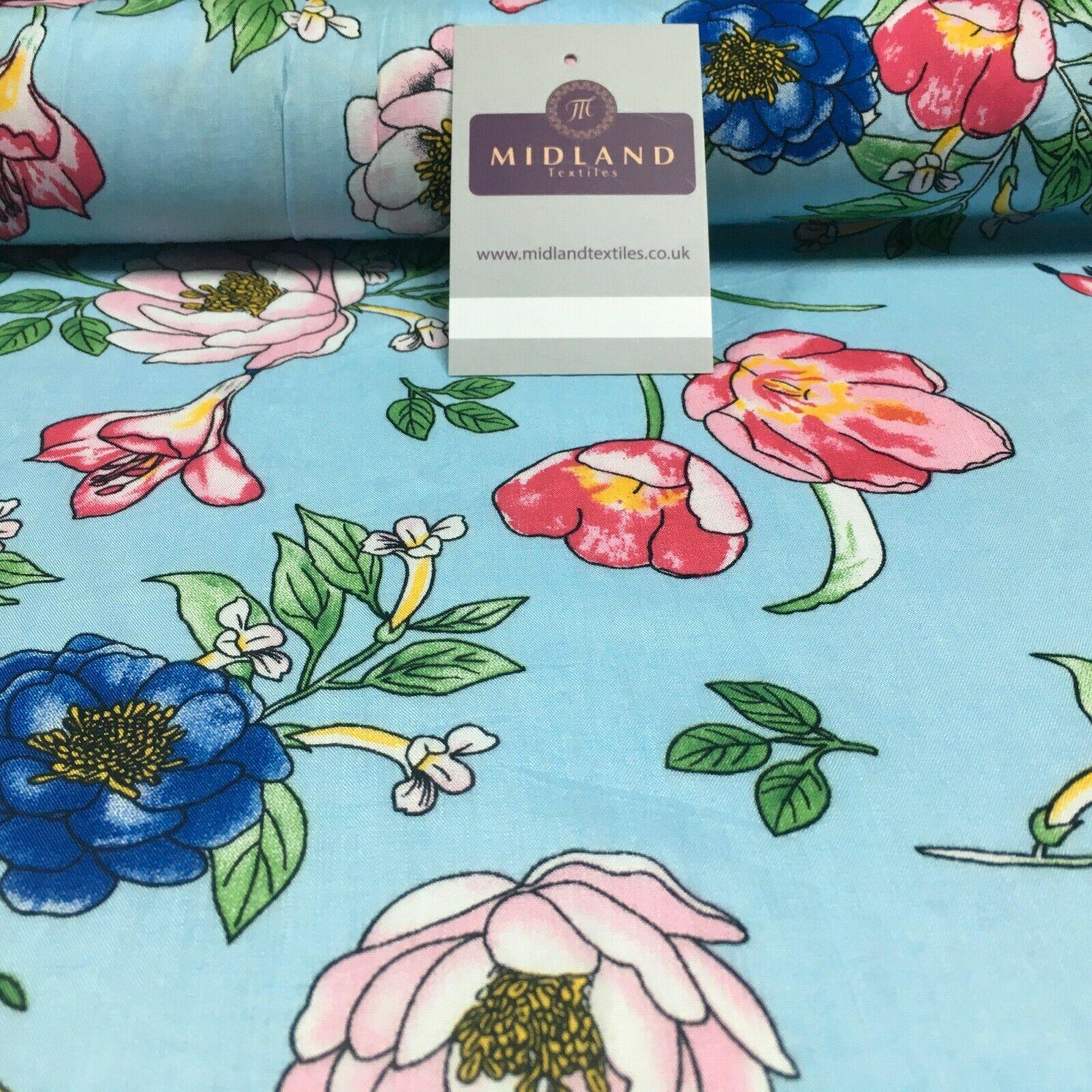 Floral Printed Rayon Viscose Poplin dress Fabric 150 cm MA1255 Mtex