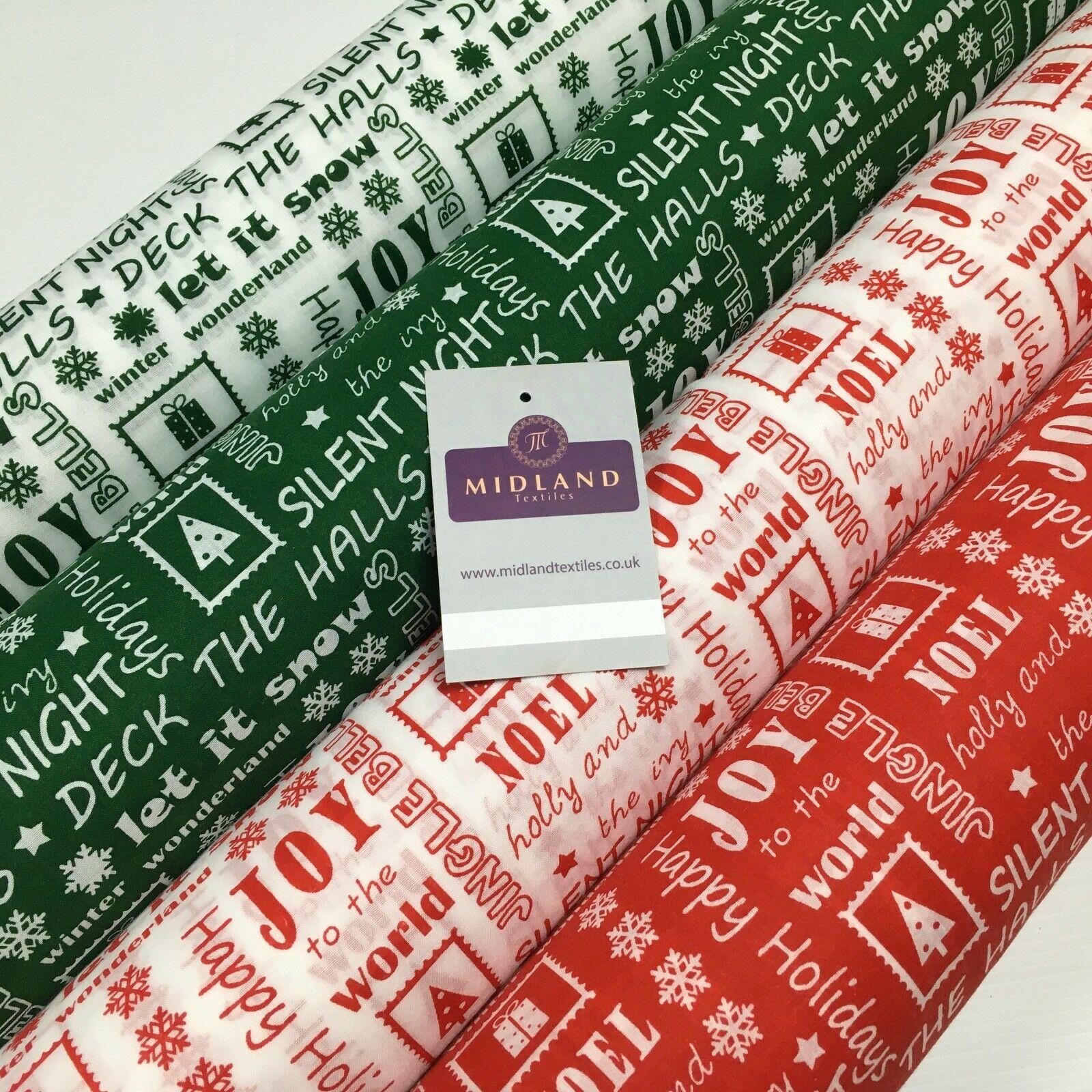 Christmas Xmas Theme Printed cotton Fabric Craft Gift 110 cm MD1292 Mtex