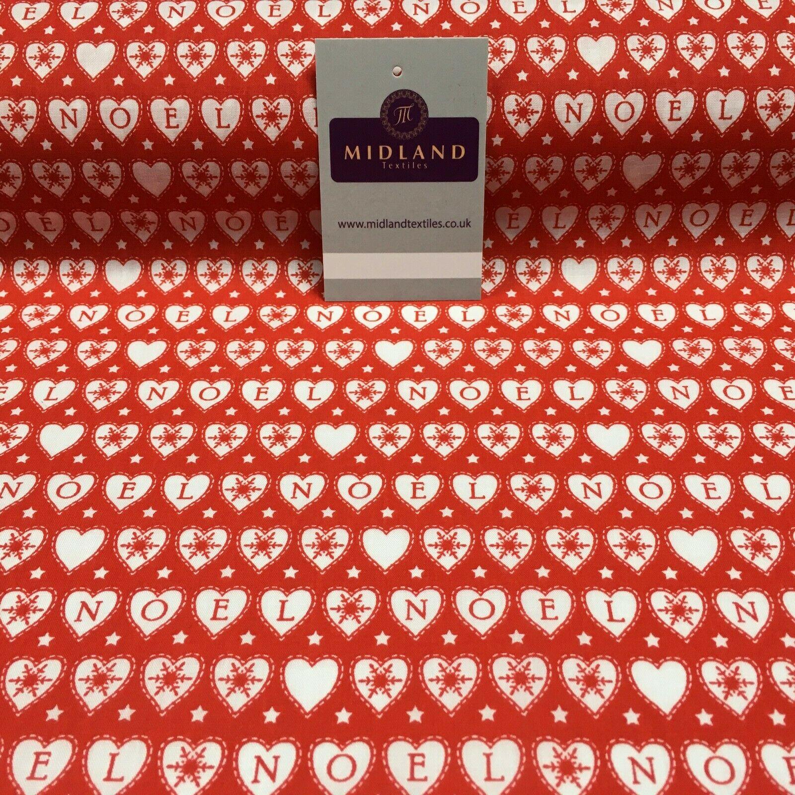 Noel Christmas Printed Xmas Polycotton Fabric craft gifts  110 cm MD1291 Mtex