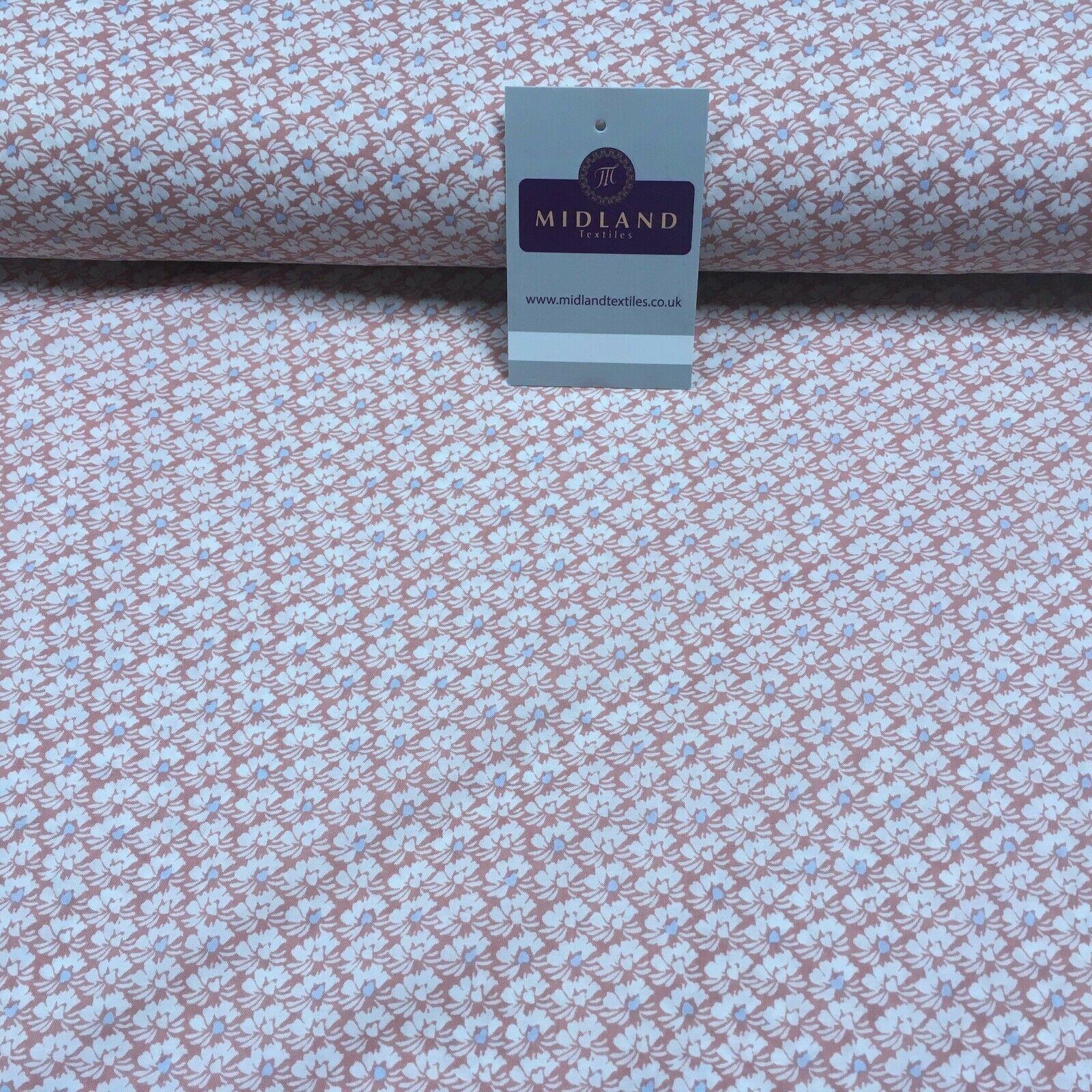 Peach Floral Ditsy Print Cotton Lawn Dress Fabric 150 cm MK1265 Mtex