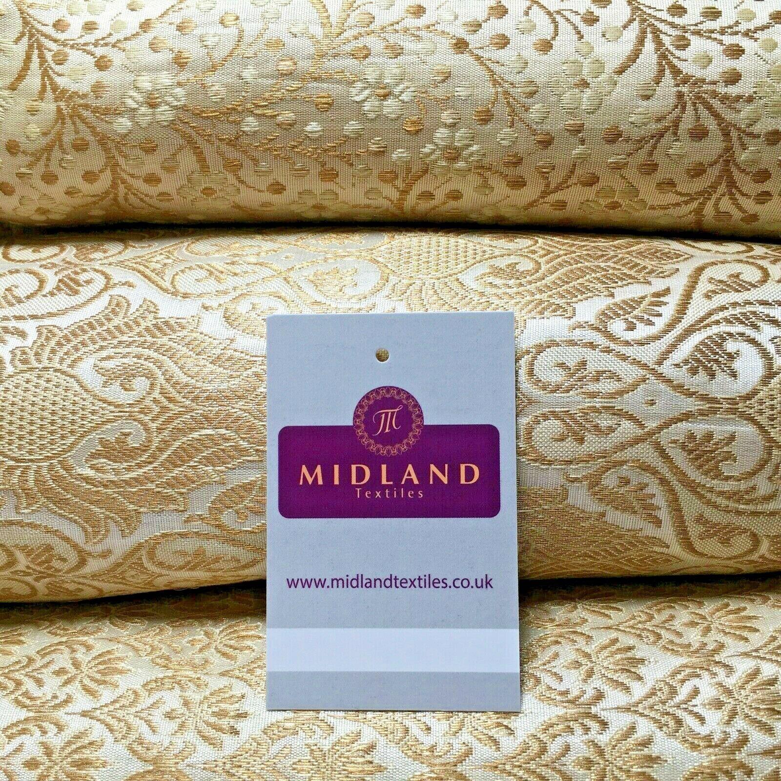 Cream Gold Indian Banarsi Brocade Faux Silk Waistcoat Fabric 110 cm M1274