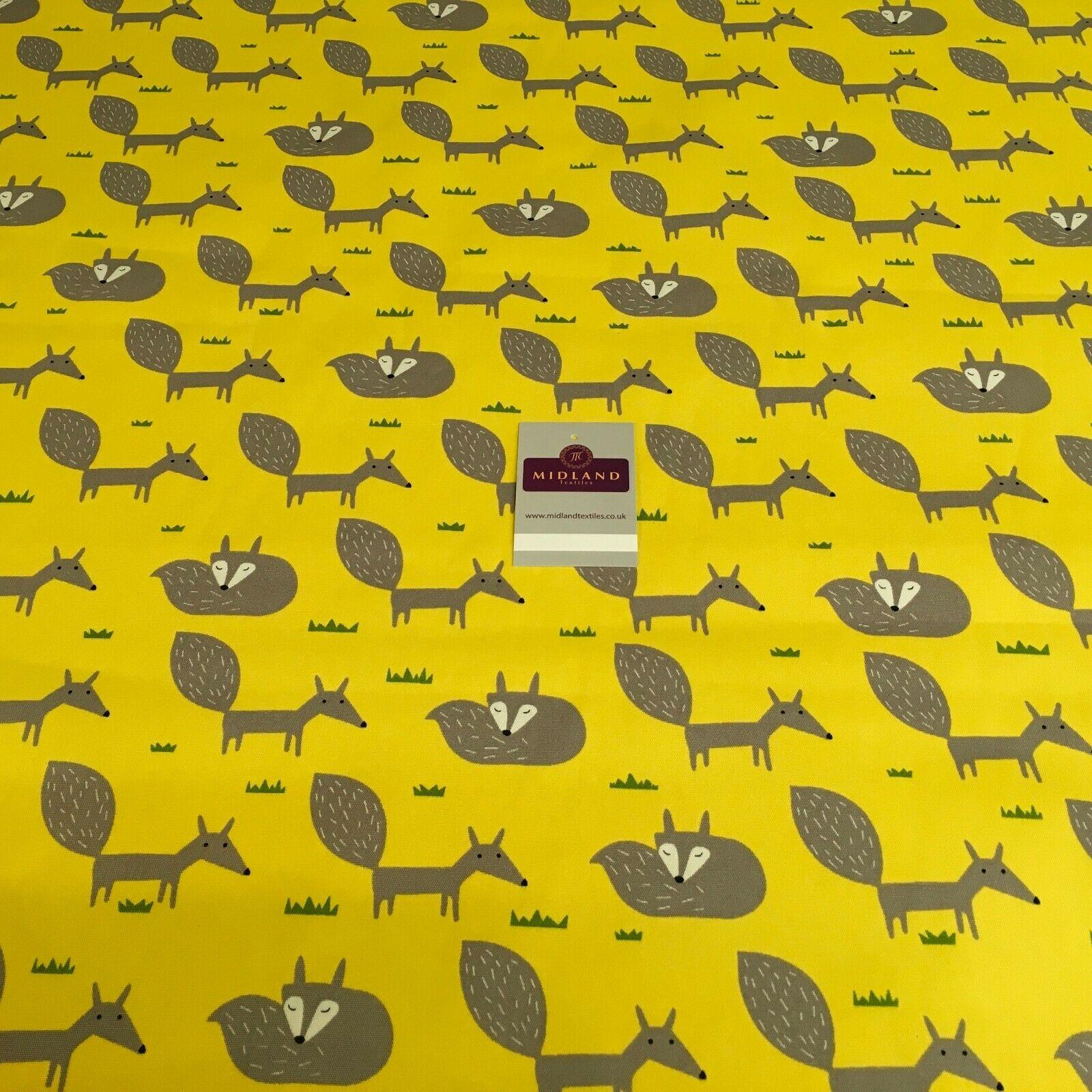Yellow Foxes Printed 100% Cotton Canvas Craft Fabric 150 Cm Wide Mtex MK856-19