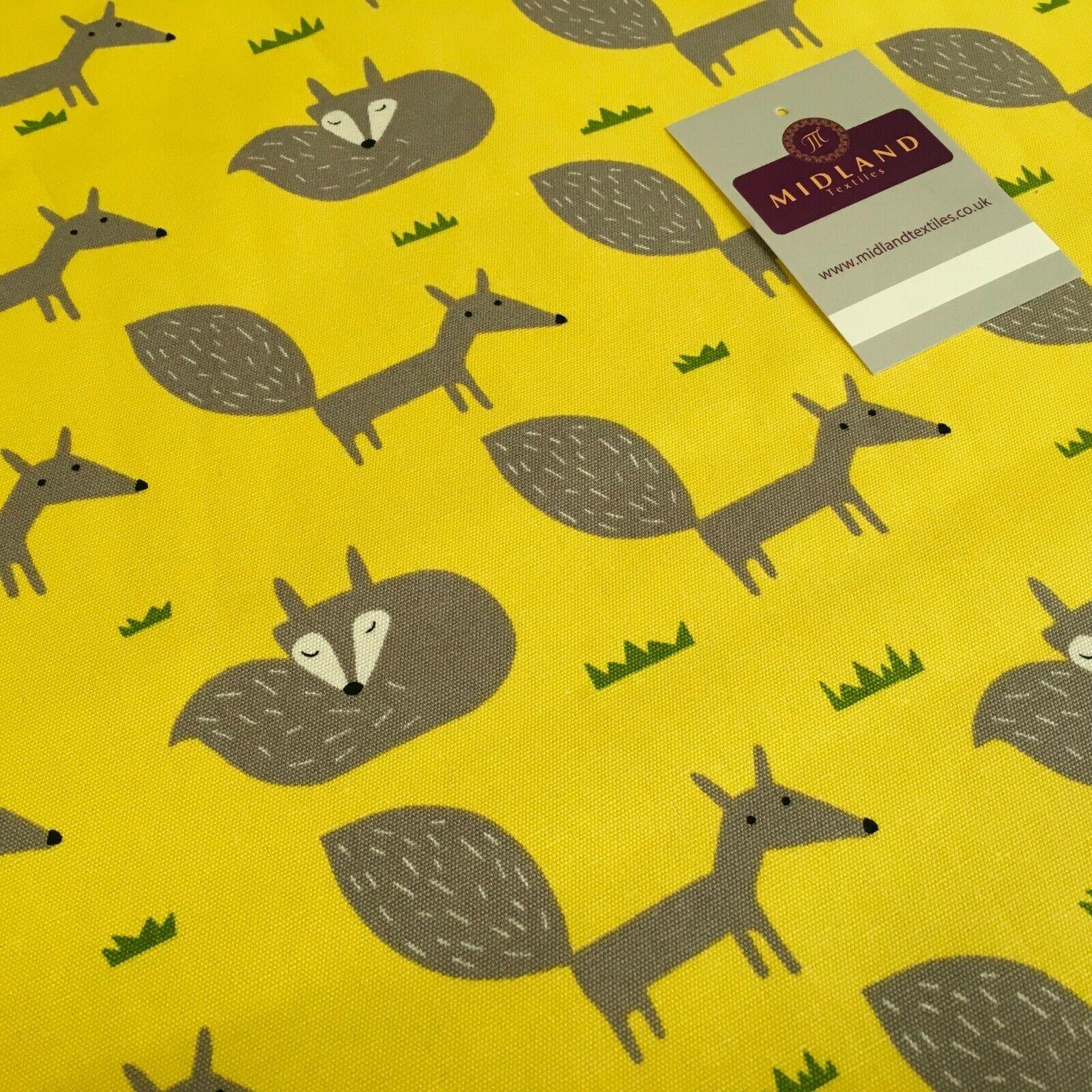 Yellow Foxes Printed 100% Cotton Canvas Craft Fabric 150 Cm Wide Mtex MK856-19