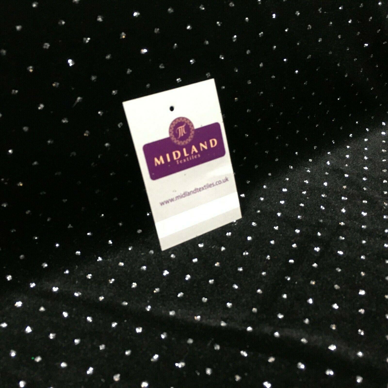 Silver Black Spot 2 Way Stretch Spandex Velvet Glitter Fabric 150cm MV1294-2