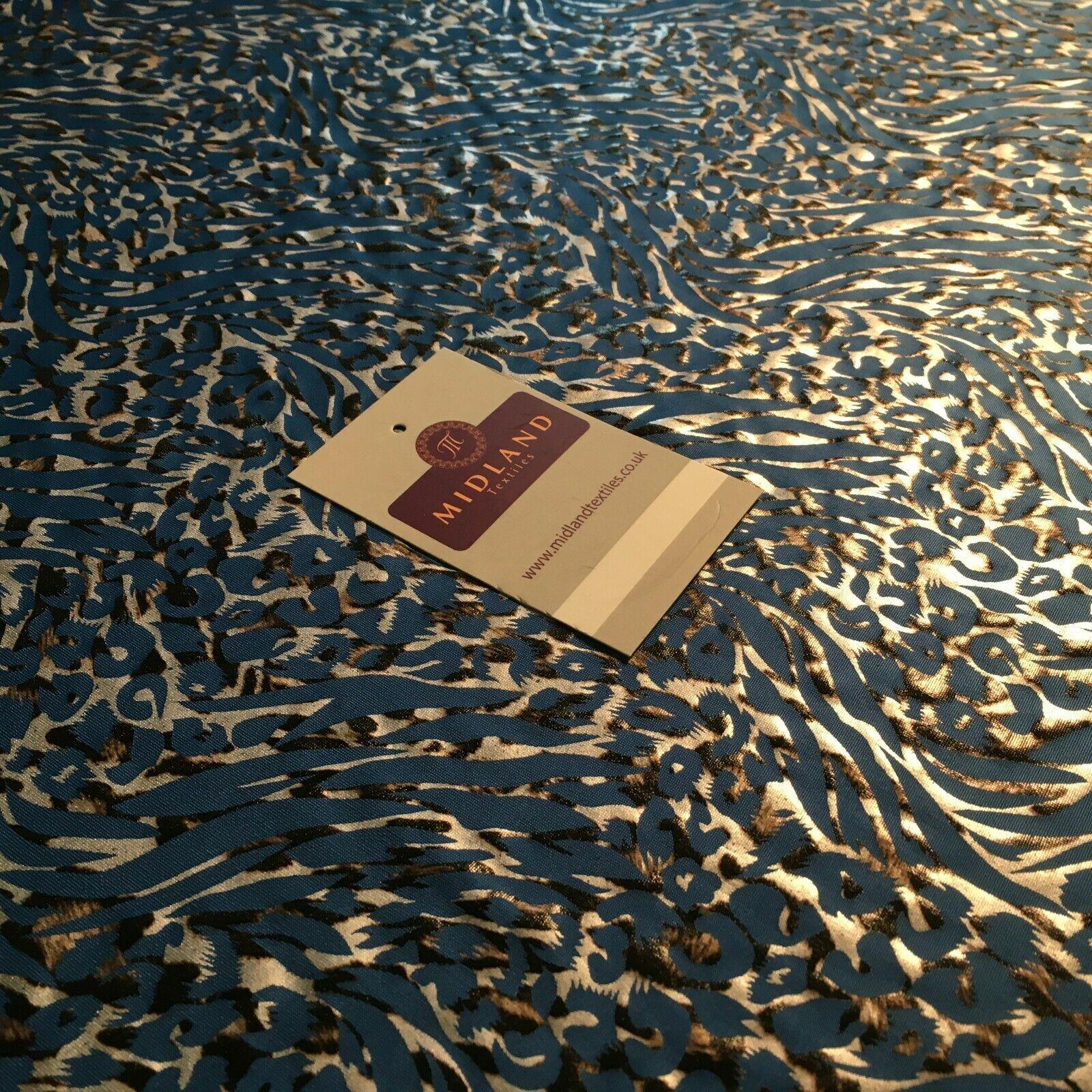 Blue Black Silver Animal Spandex Jersey Foil Stretch Dress Fabric 150cm MU1272