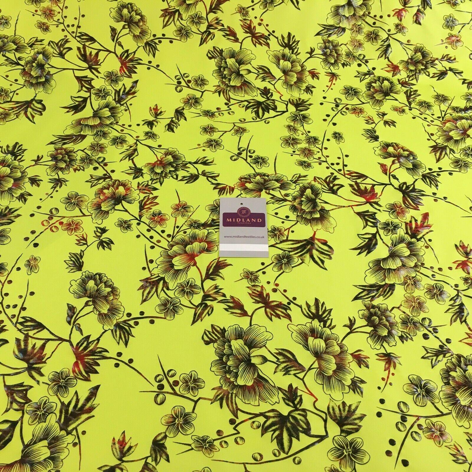 Flo Green Floral Spandex Jersey Foil Stretch Dress Fabric 150cm MU1309