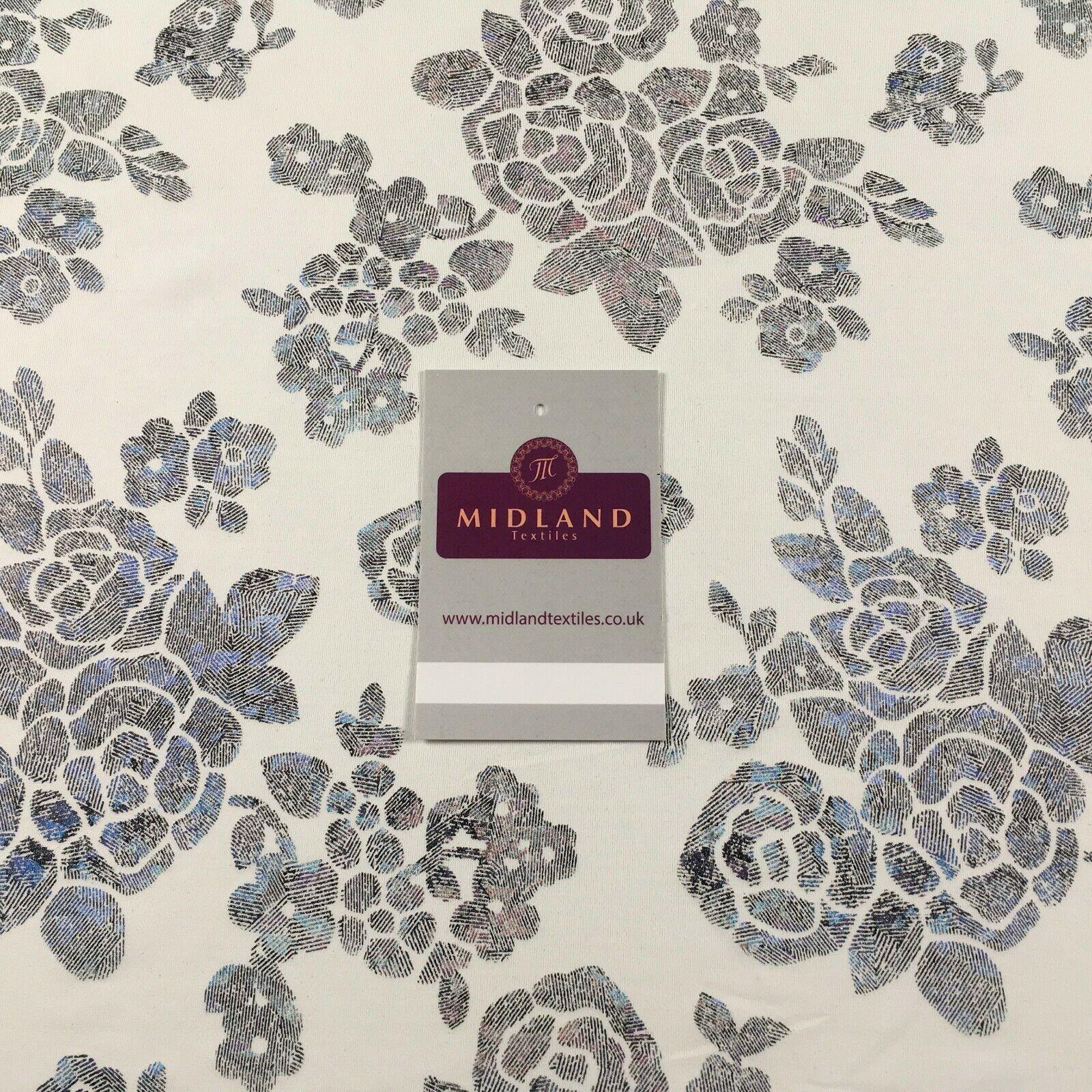 Floral Rose Spandex Jersey Foil Stretch Dress Fabric 150cm MU1313