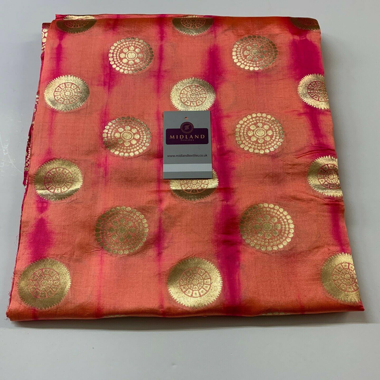 Half Metre Gold Floral Two Tone Pure Silk Banarsi indian Brocade Fabric MP1330