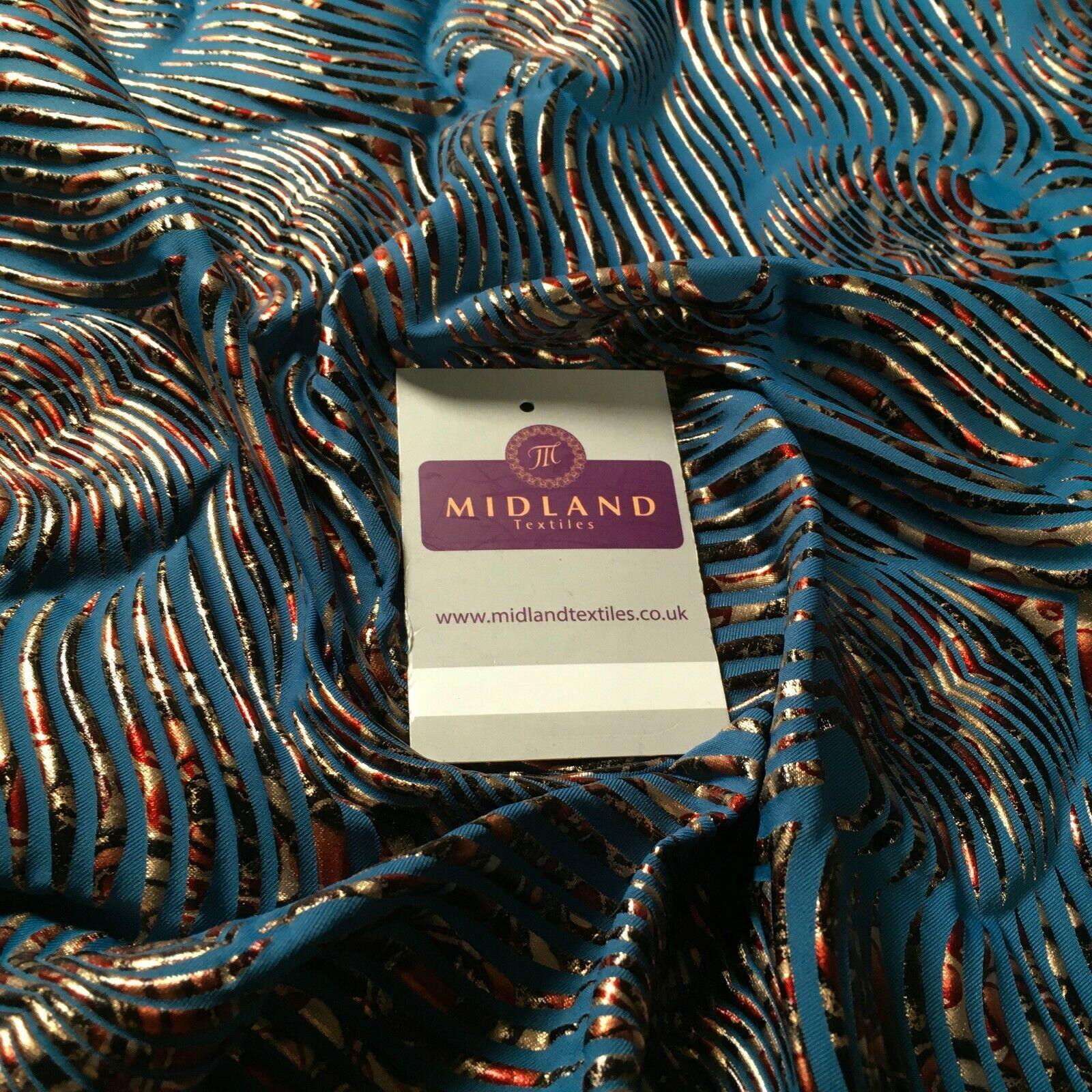 Petrol Animal Print Spandex Jersey Foil Stretch Dress Fabric 150cm MU1317