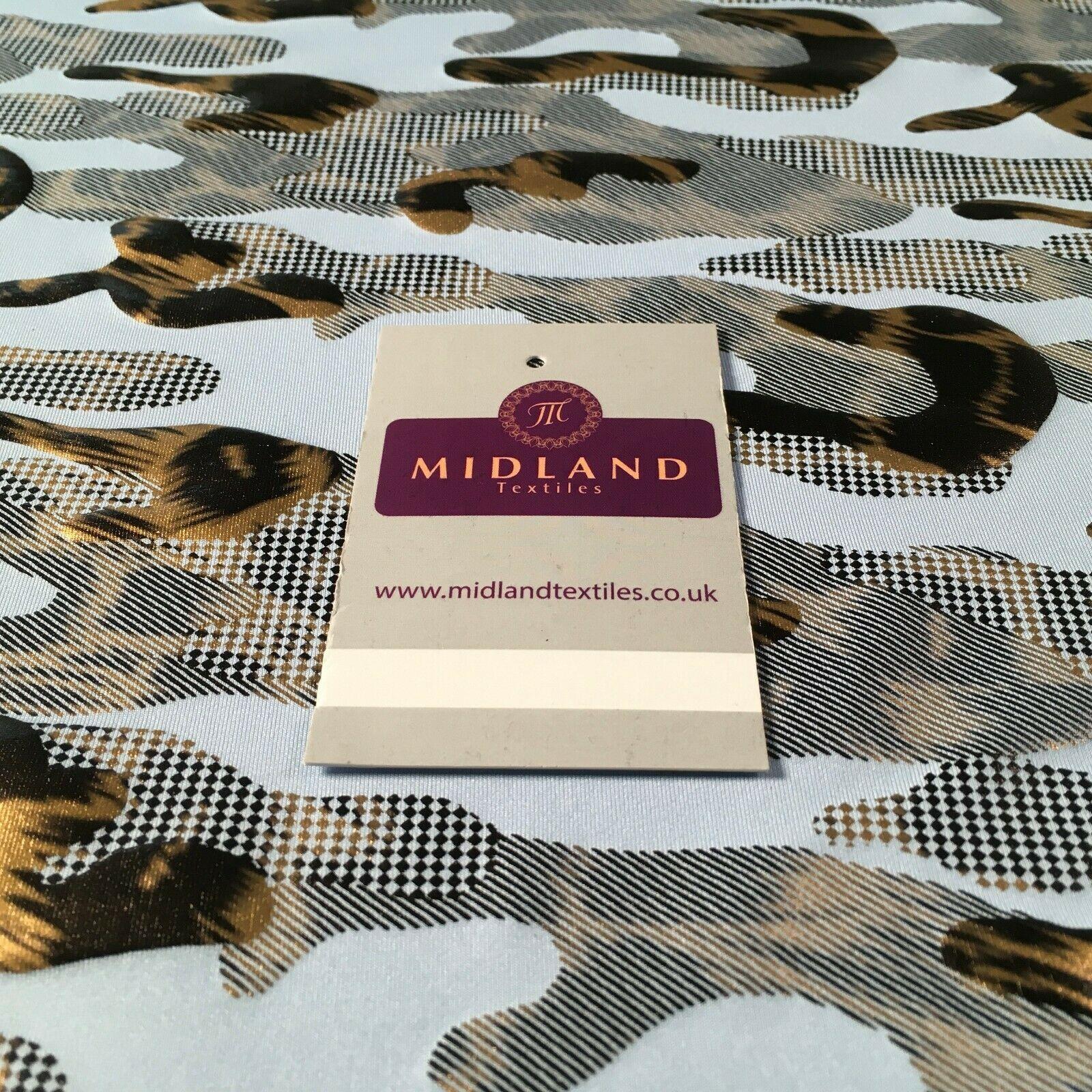 Powder Blue Animal Print Spandex Jersey Foil Stretch Dress Fabric 150cm MU1311