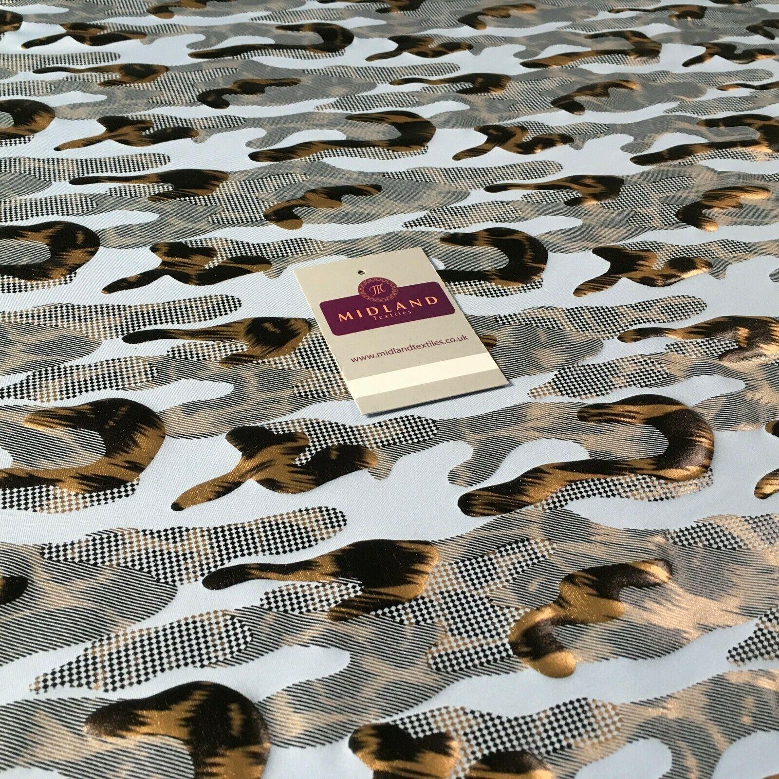 Powder Blue Animal Print Spandex Jersey Foil Stretch Dress Fabric 150cm MU1311