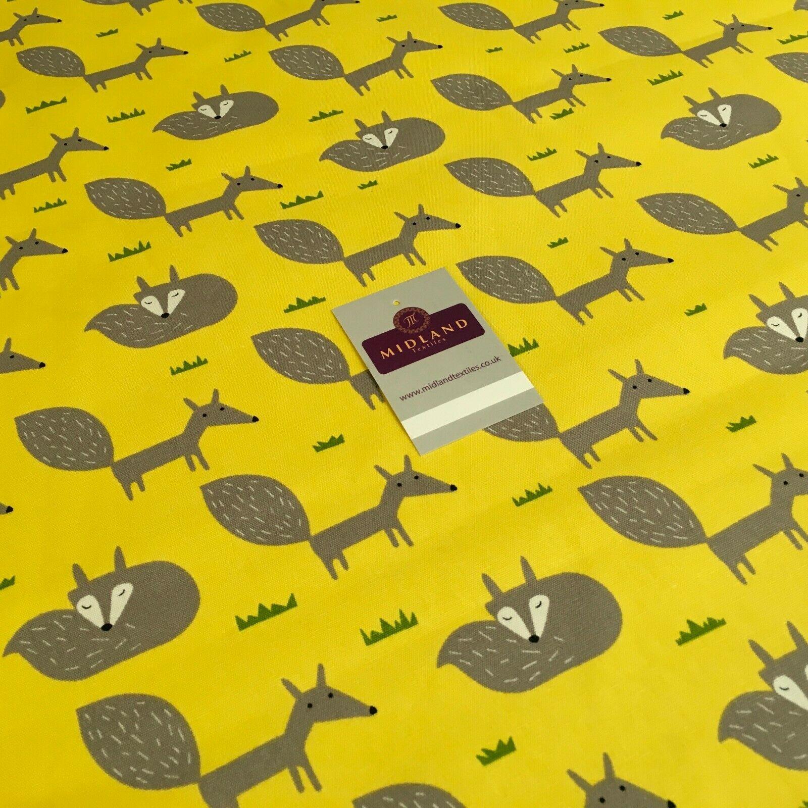 Yellow Foxes Printed 100% Cotton Canvas Craft Fabric 150 Cm Wide Mtex MK856-19
