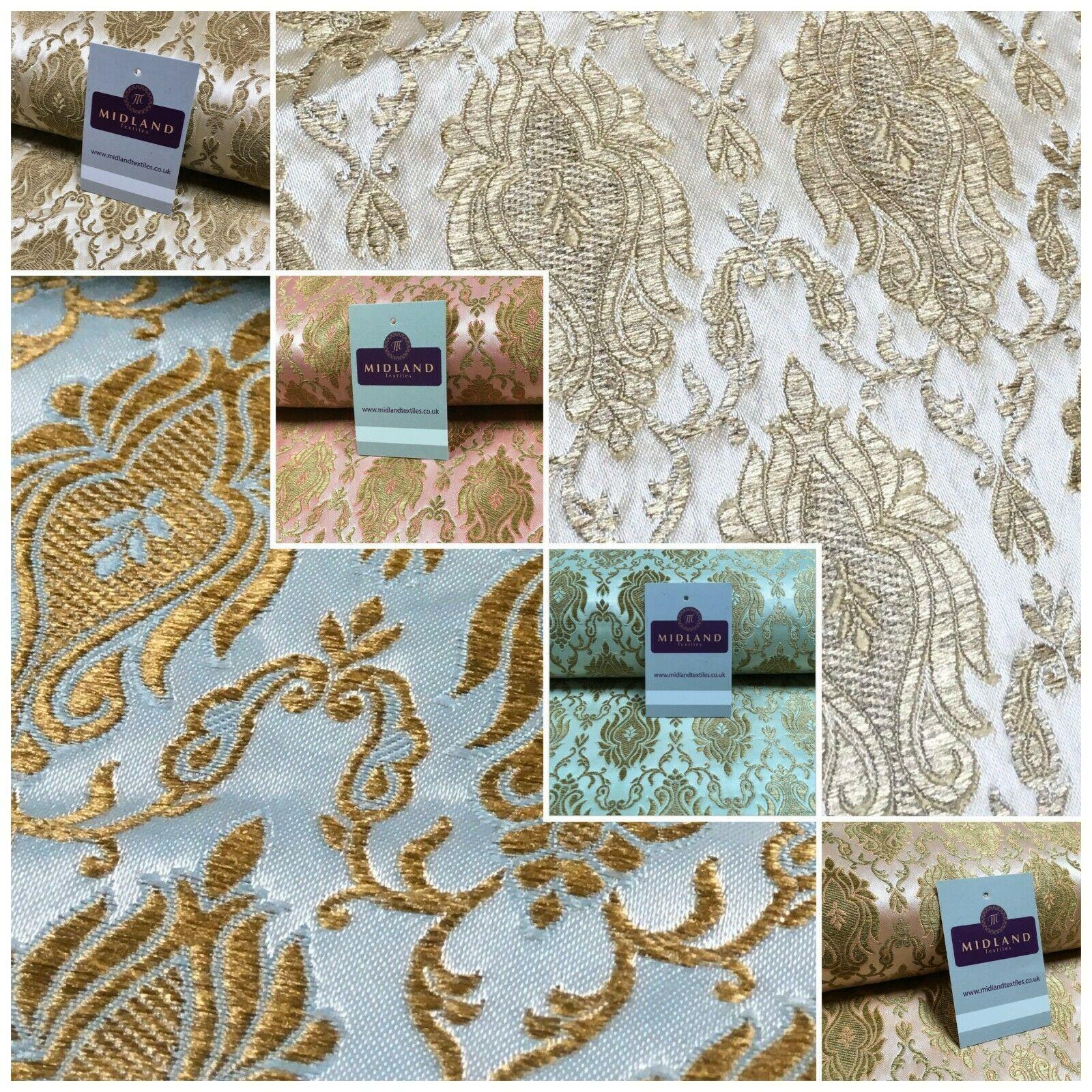 Gold Banarsi Ornamental Waistcoat Brocade Damask Jacquard Fabric 150 cm MR1295
