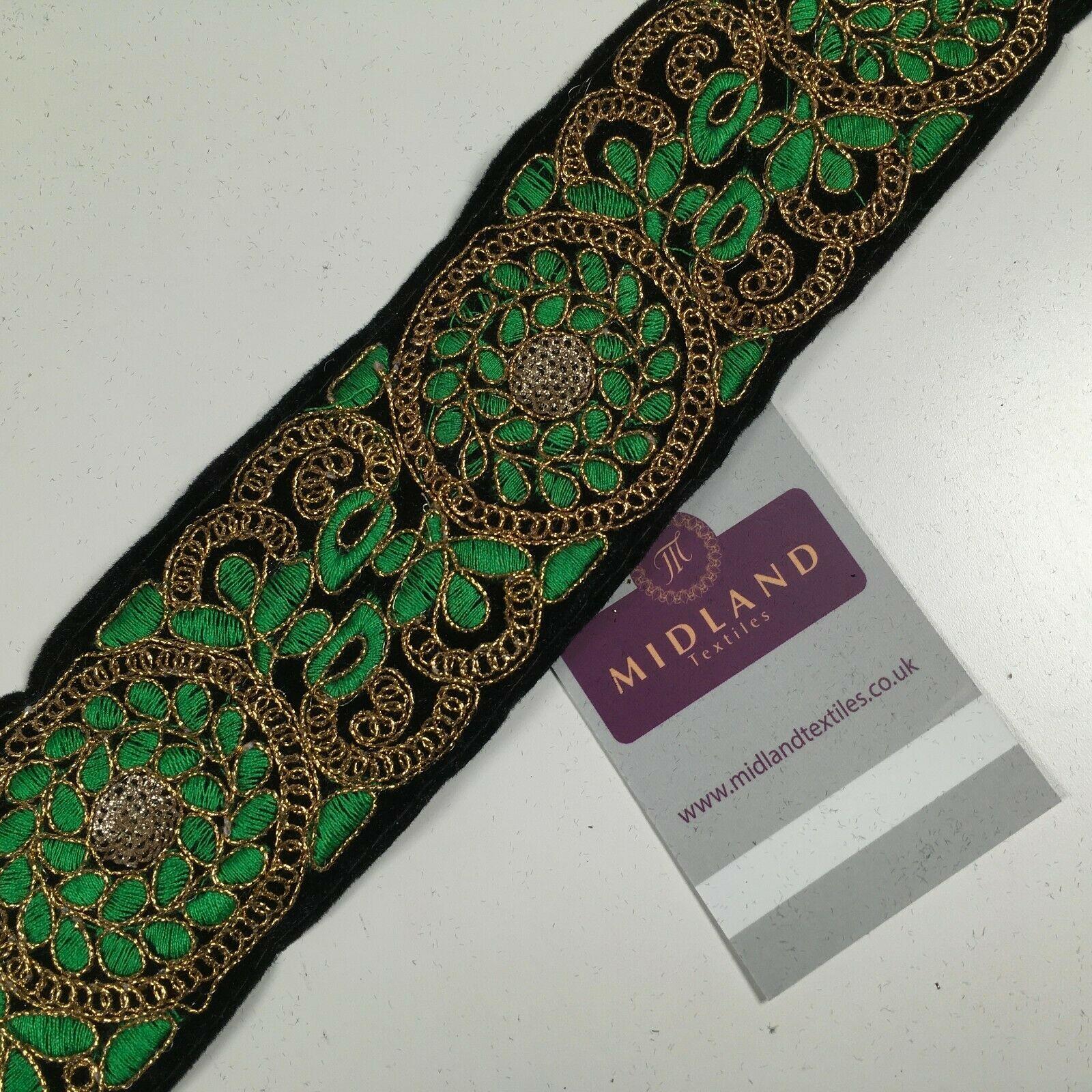 60mm Velvet floral embroidered border saree edging M1344