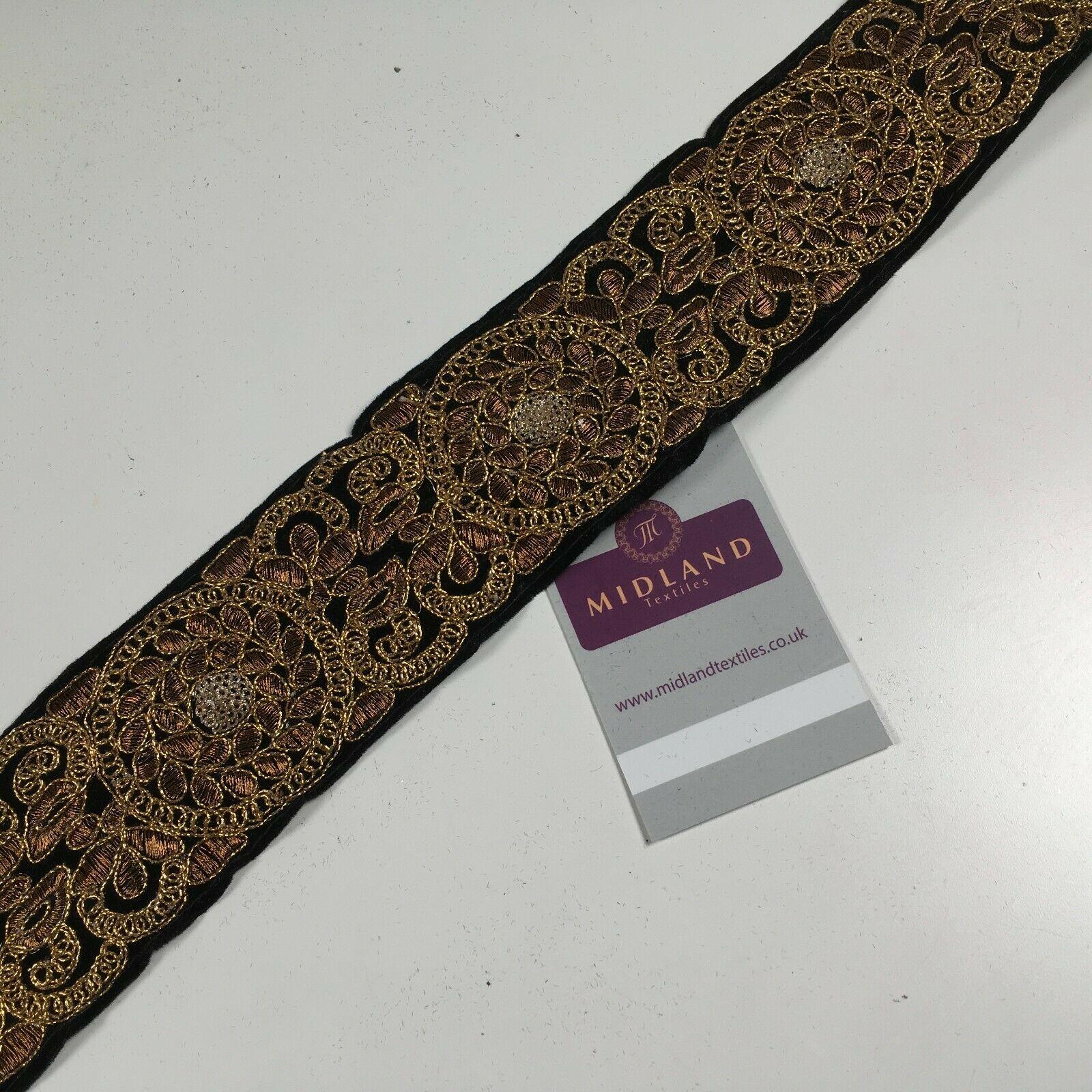 60mm Velvet floral embroidered border saree edging M1344