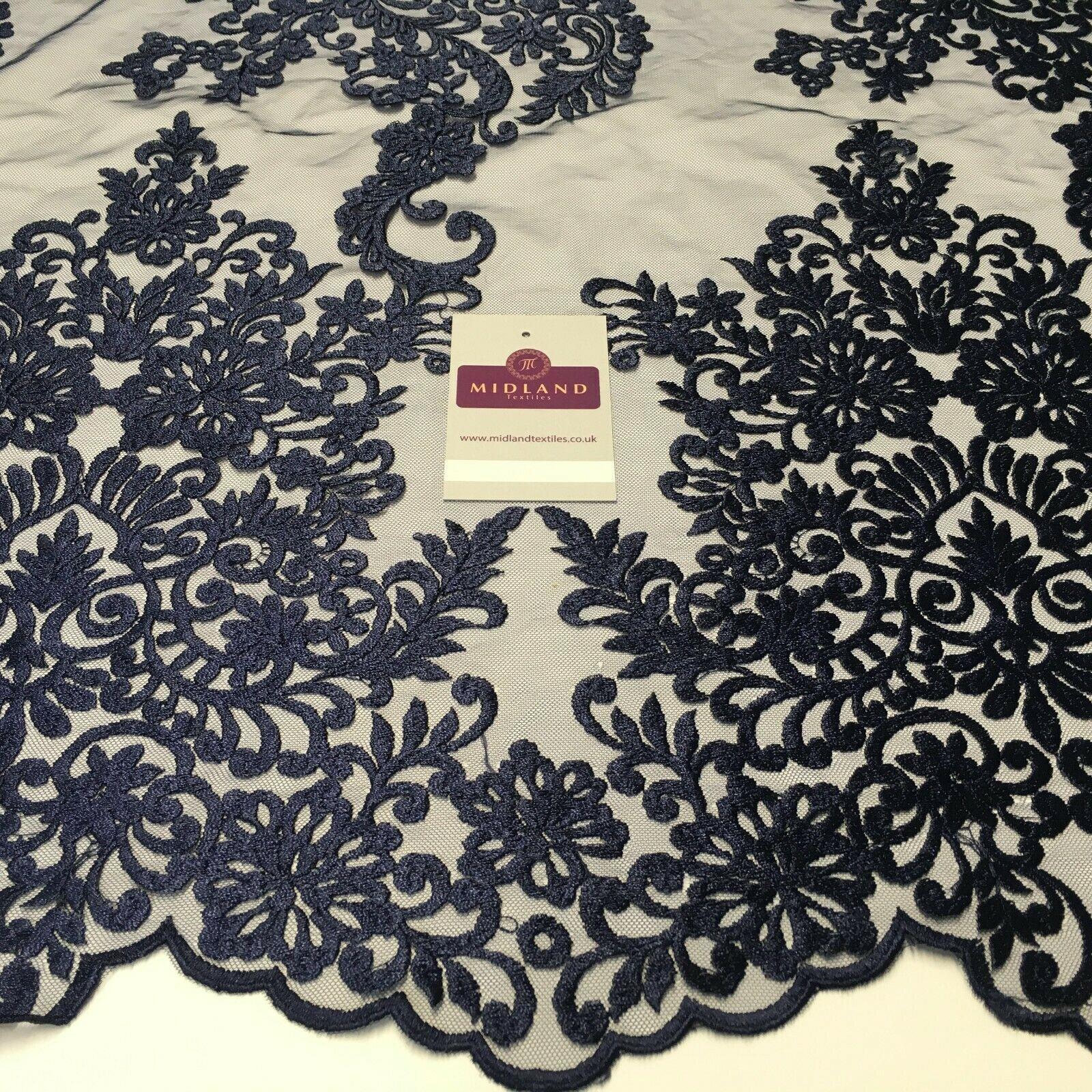 Paisley Embroidered Double Border Ungaro Net Dress tulle Fabric  MV1048