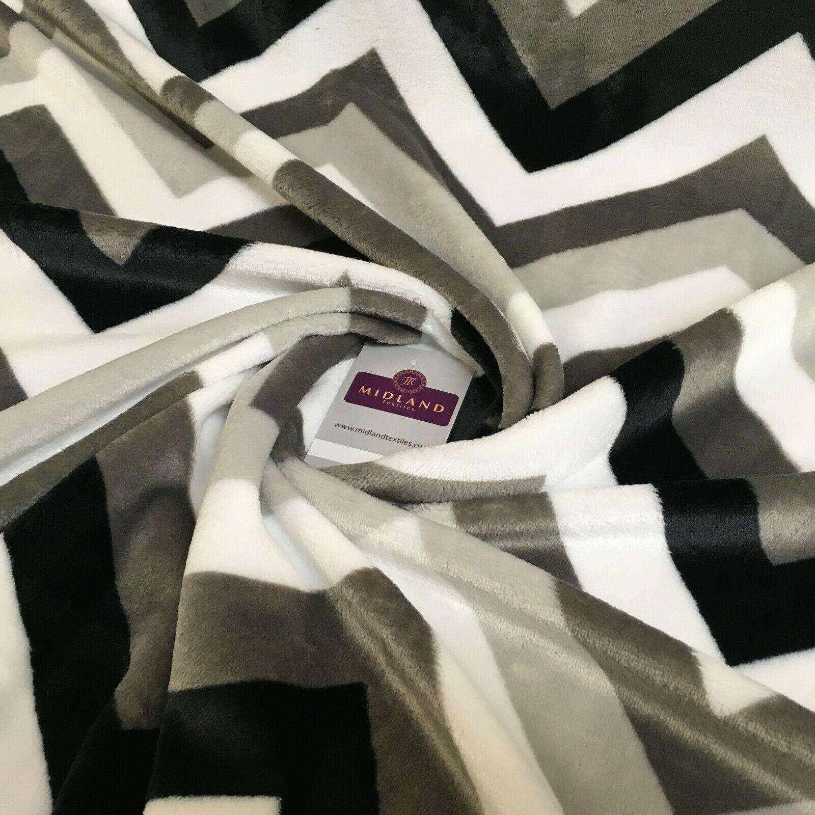 Black Grey Chevron Zigzag Cuddle Fleece Fabric 150 cm MH1356 Mtex