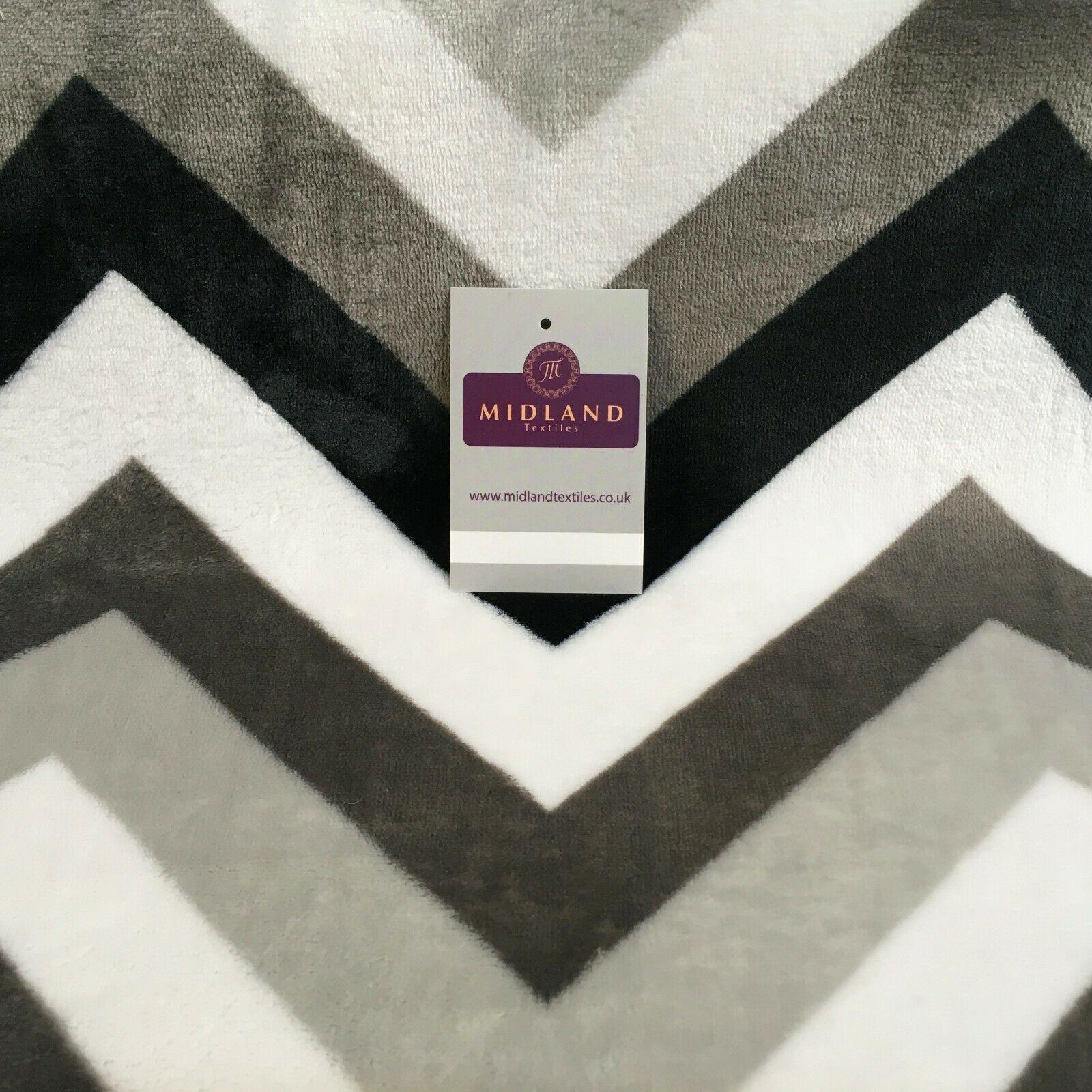 Black Grey Chevron Zigzag Cuddle Fleece Fabric 150 cm MH1356 Mtex