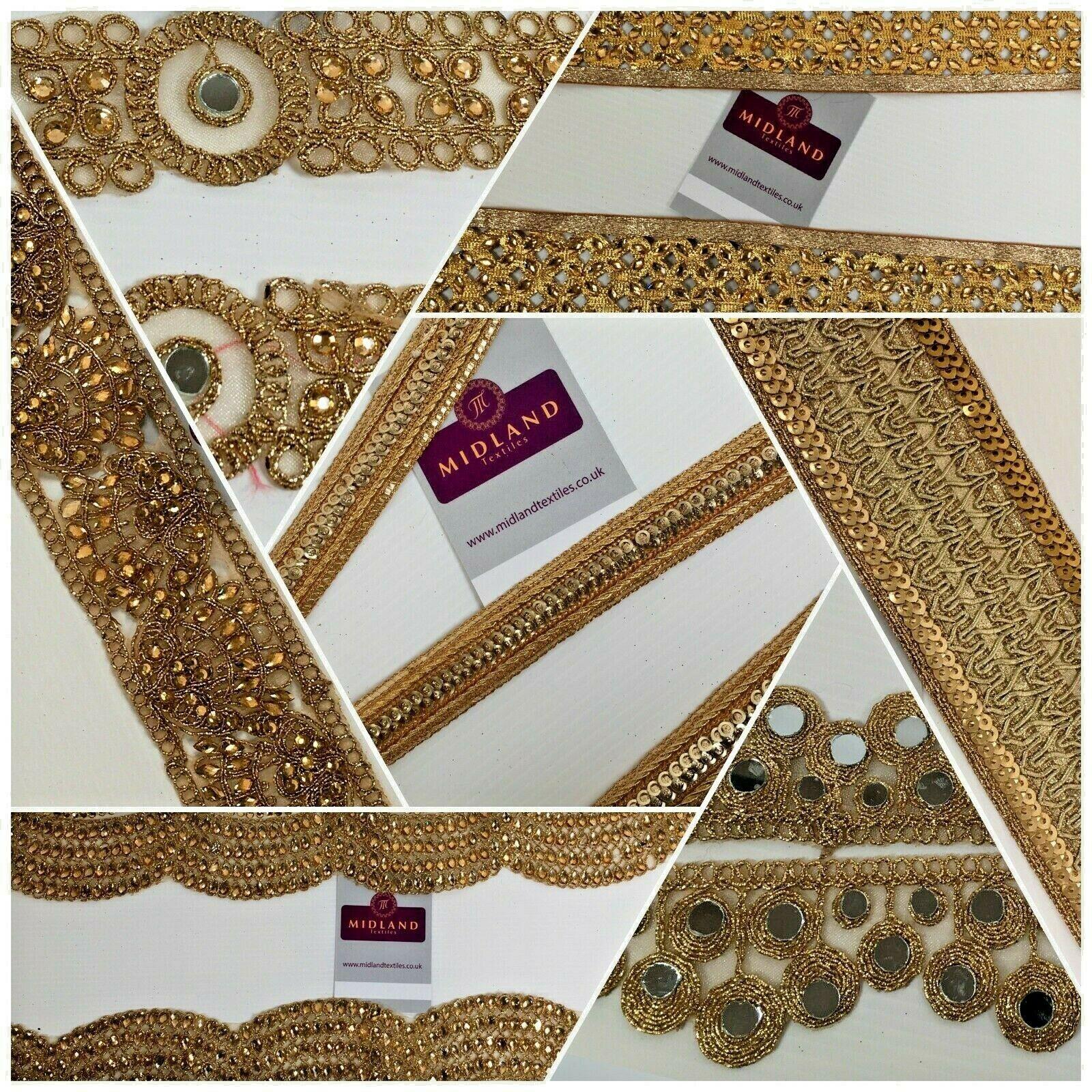 Gold Mixed Designs border sari-upholstery edging M1355