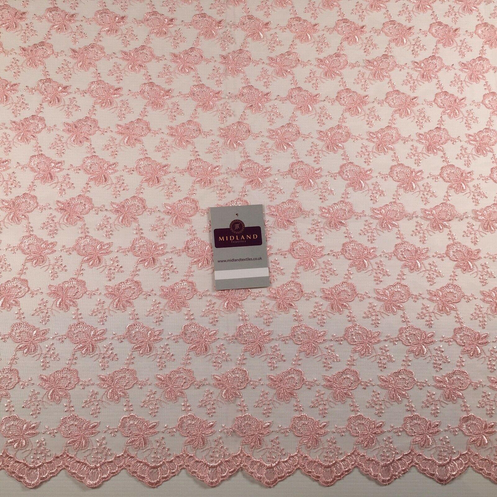 Embroidered Floral Tulle Net wedding dress Fabric 105 cm MK1360 Mtex