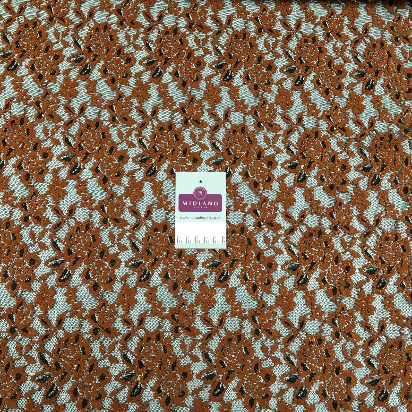 Black rust floral lace dress Fabric 150 cm M186-52 Mtex