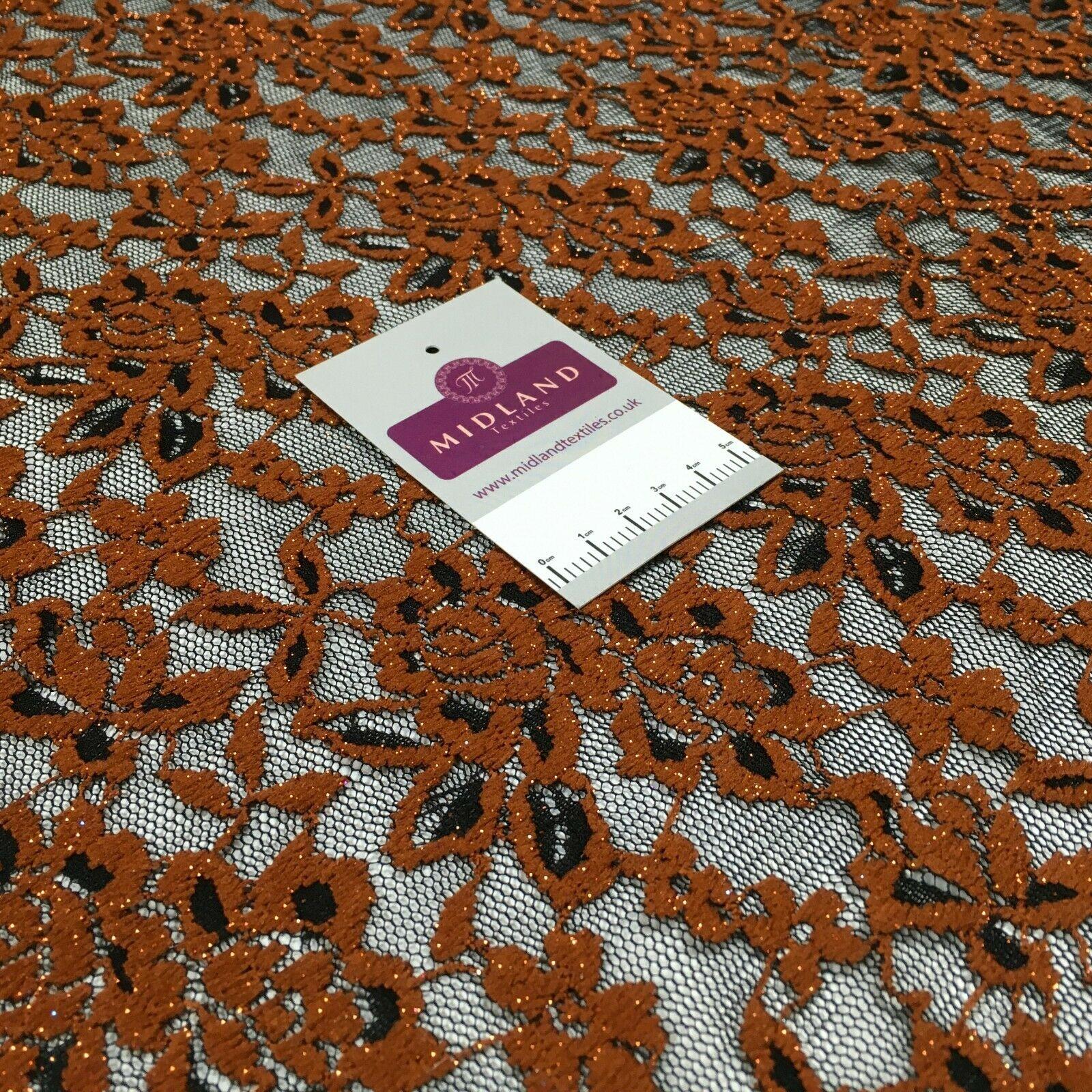 Black rust floral lace dress Fabric 150 cm M186-52 Mtex