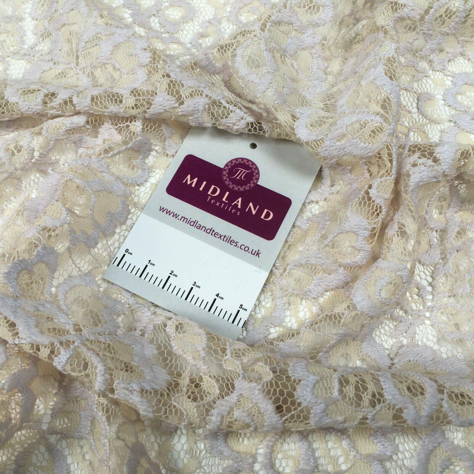 Cafe Cream Floral Net dress Fabric 140 cm M186-56 Mtex