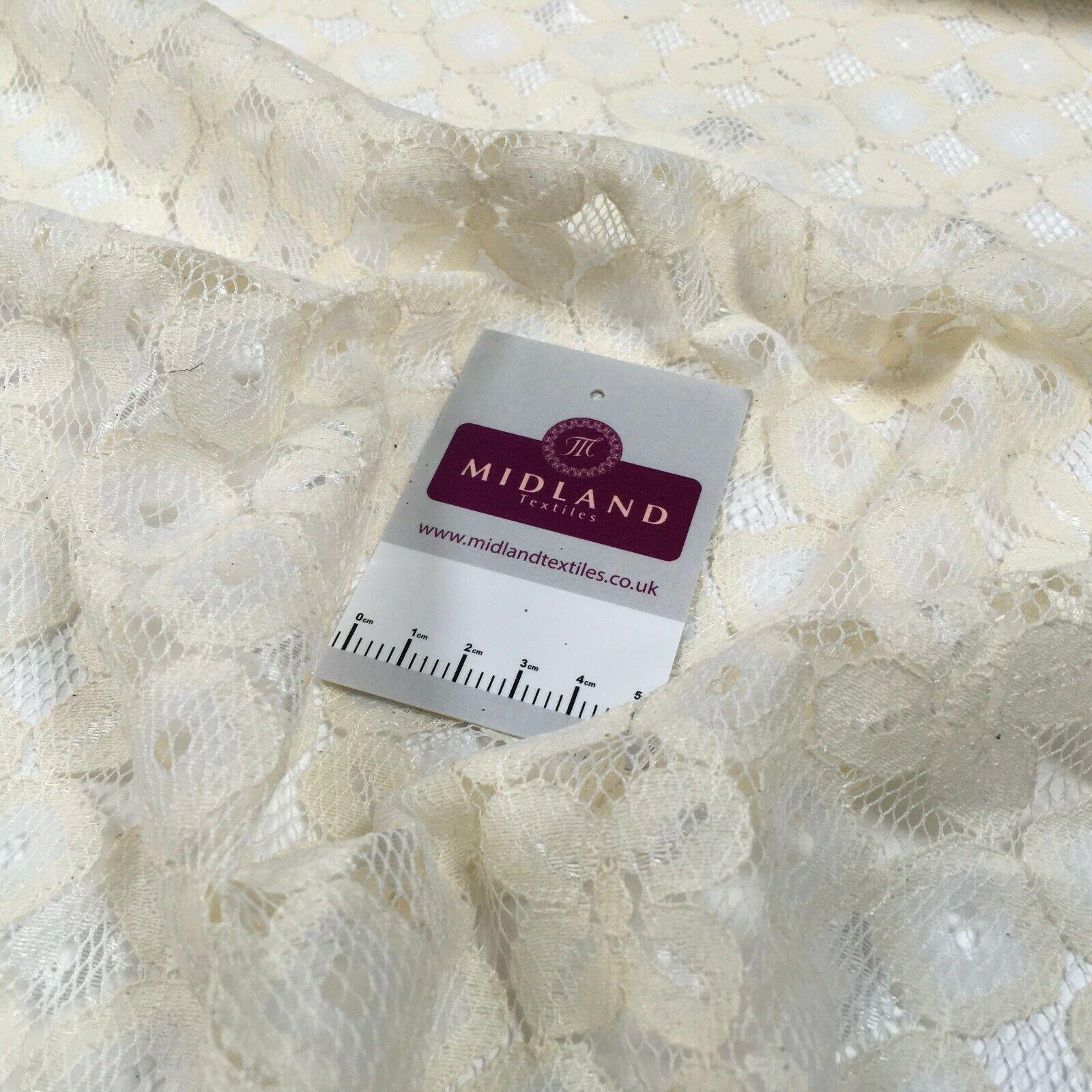Cream soft floral Net Dress Fabric 150 cm M186-59 Mtex