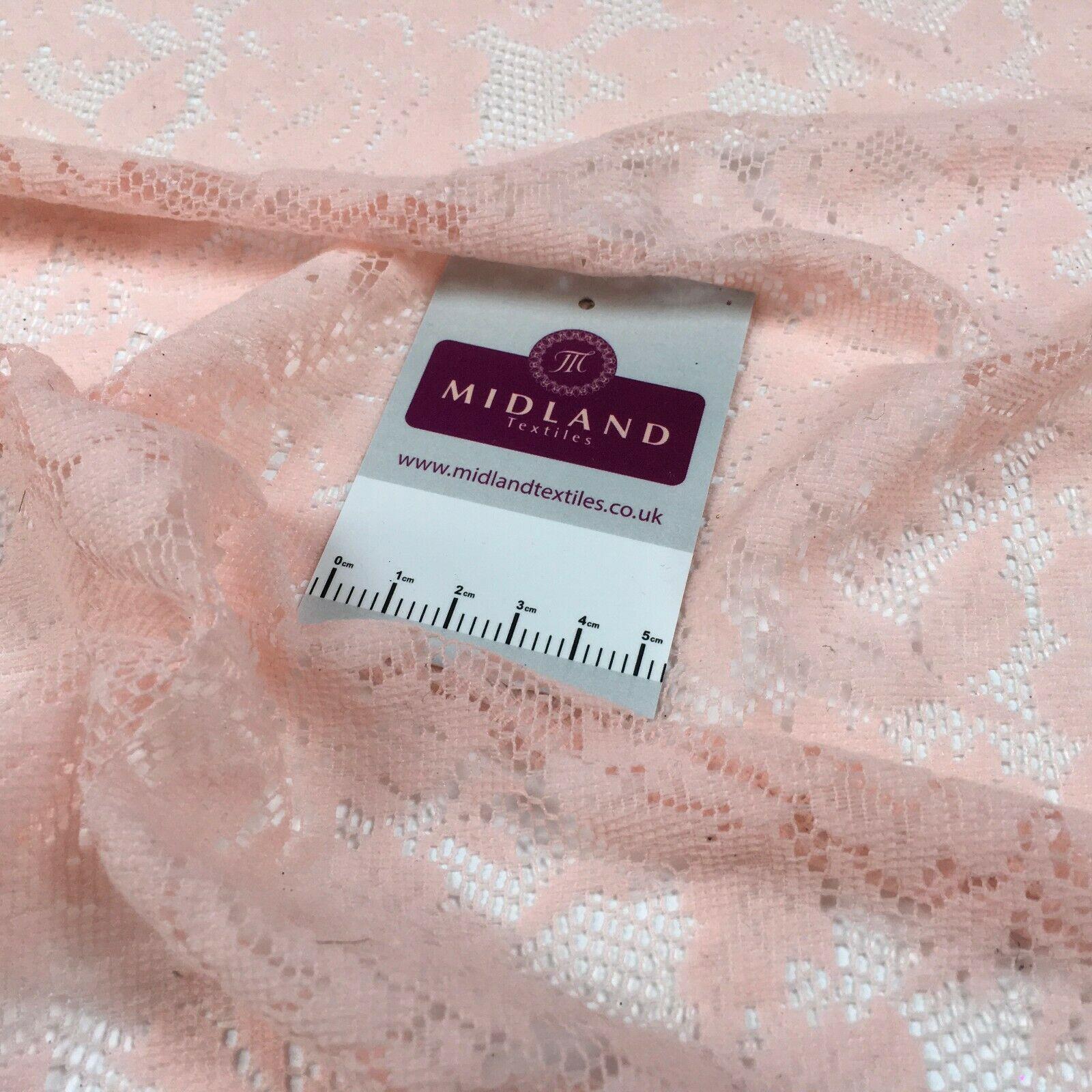 Peach Floral Lace net dress Fabric 140 cm M186-49 Mtex