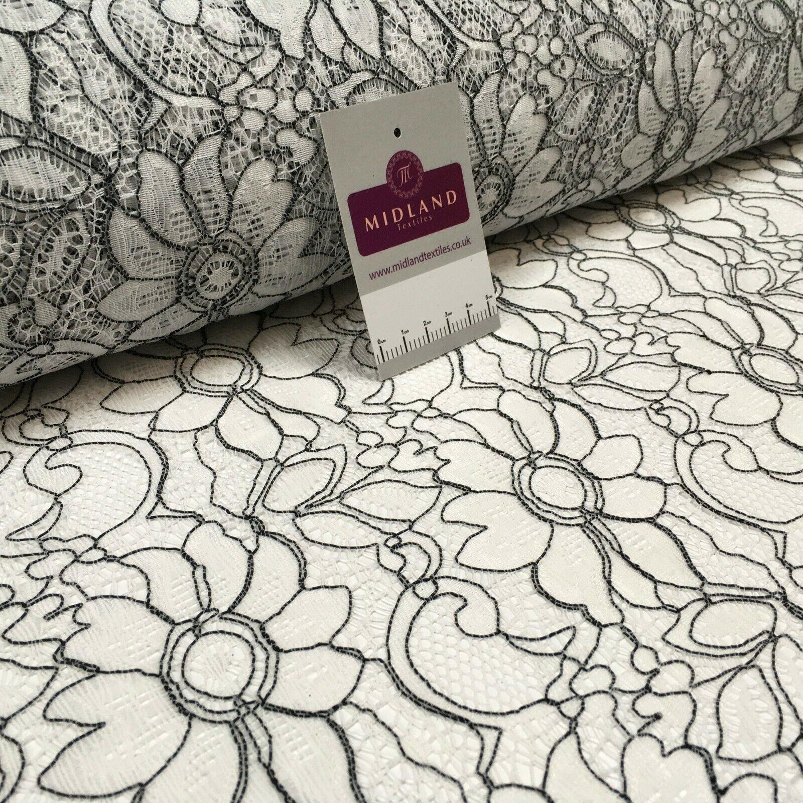 White & Black floral lace dress Fabric 150 cm M186-51 Mtex