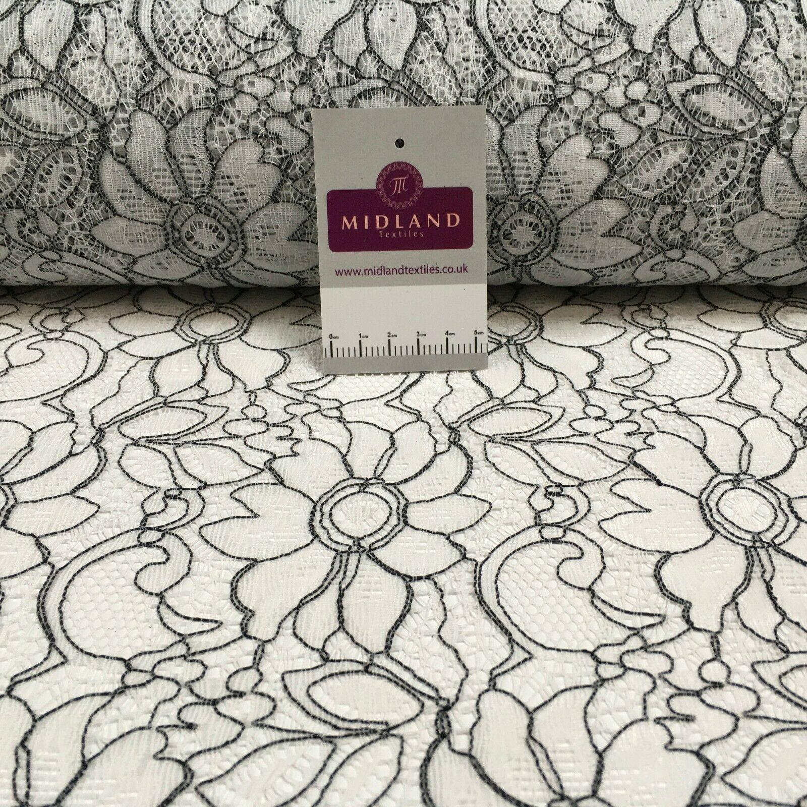 White & Black floral lace dress Fabric 150 cm M186-51 Mtex