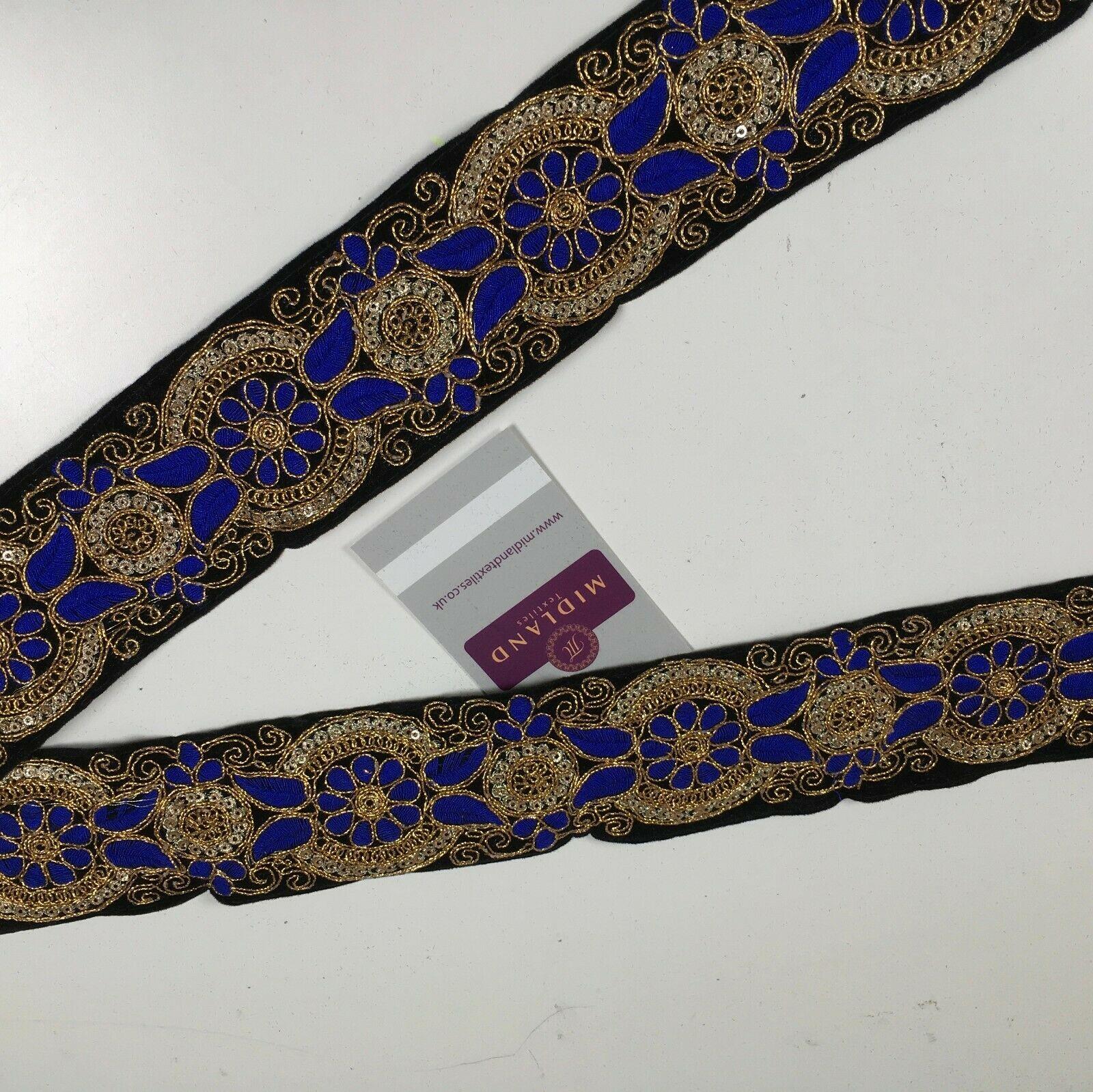 60mm Black embroidered Velvet border edging bridal saree M1341