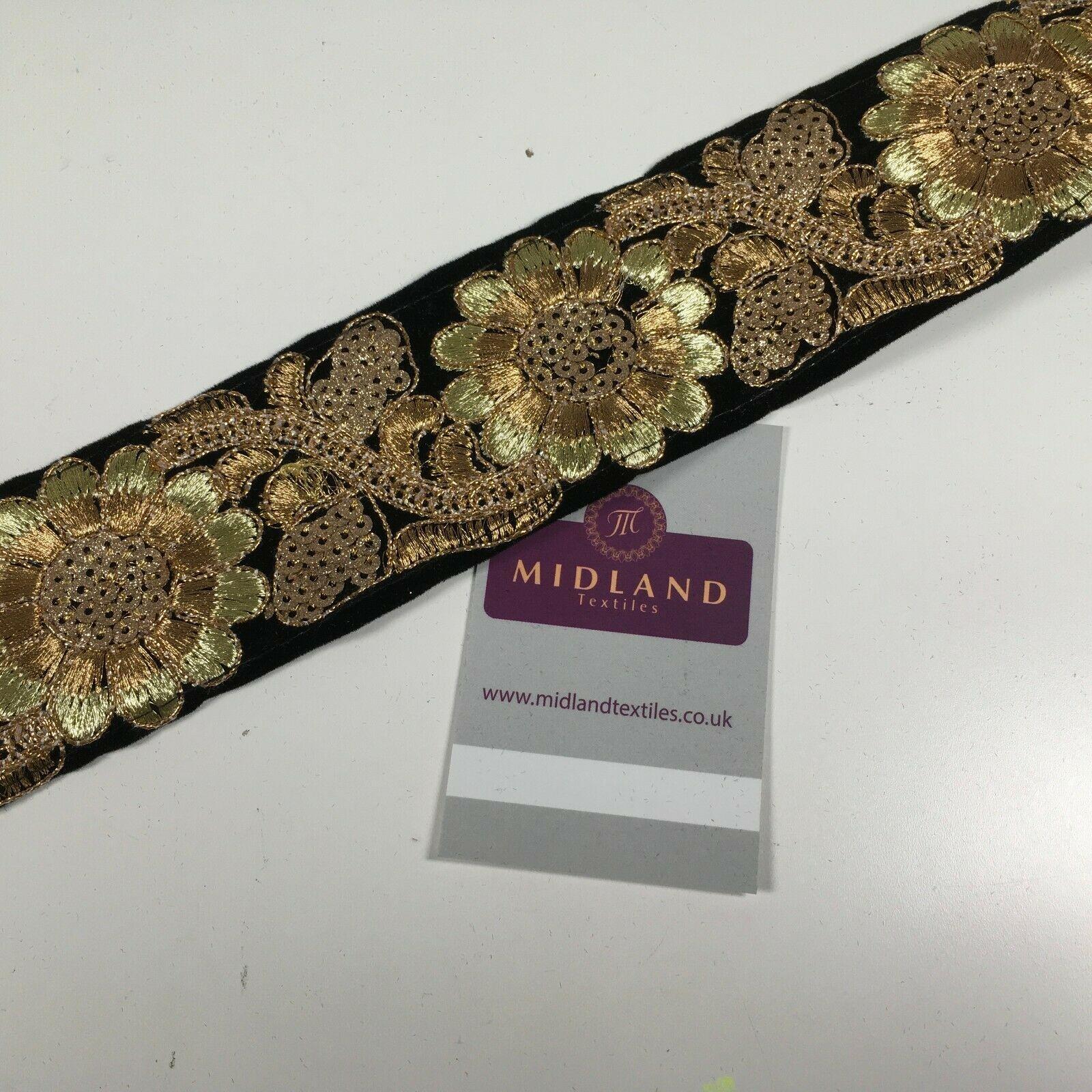 60mm Velvet floral embroidered border saree edging M1345