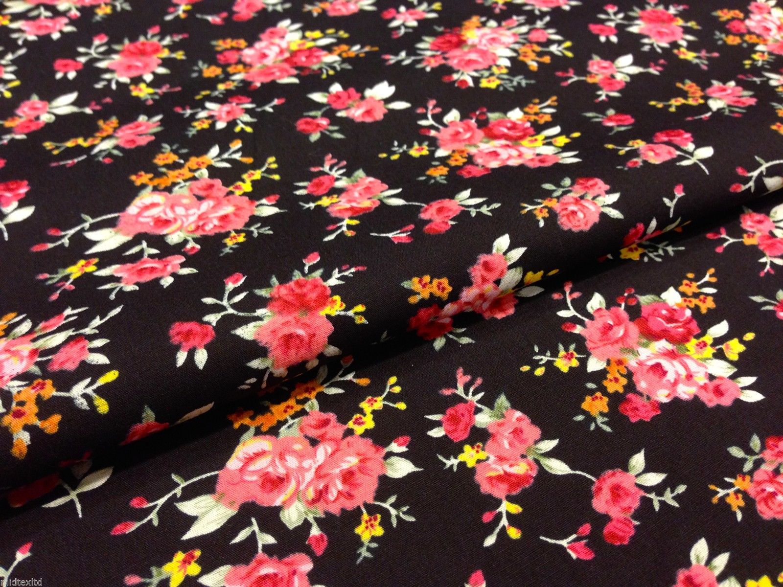 cath kidston Inspired Floral 100% Cotton Printed Fabric 58" Wide- Floral - Per Metre- M123 Mtex - Midland Textiles & Fabric
