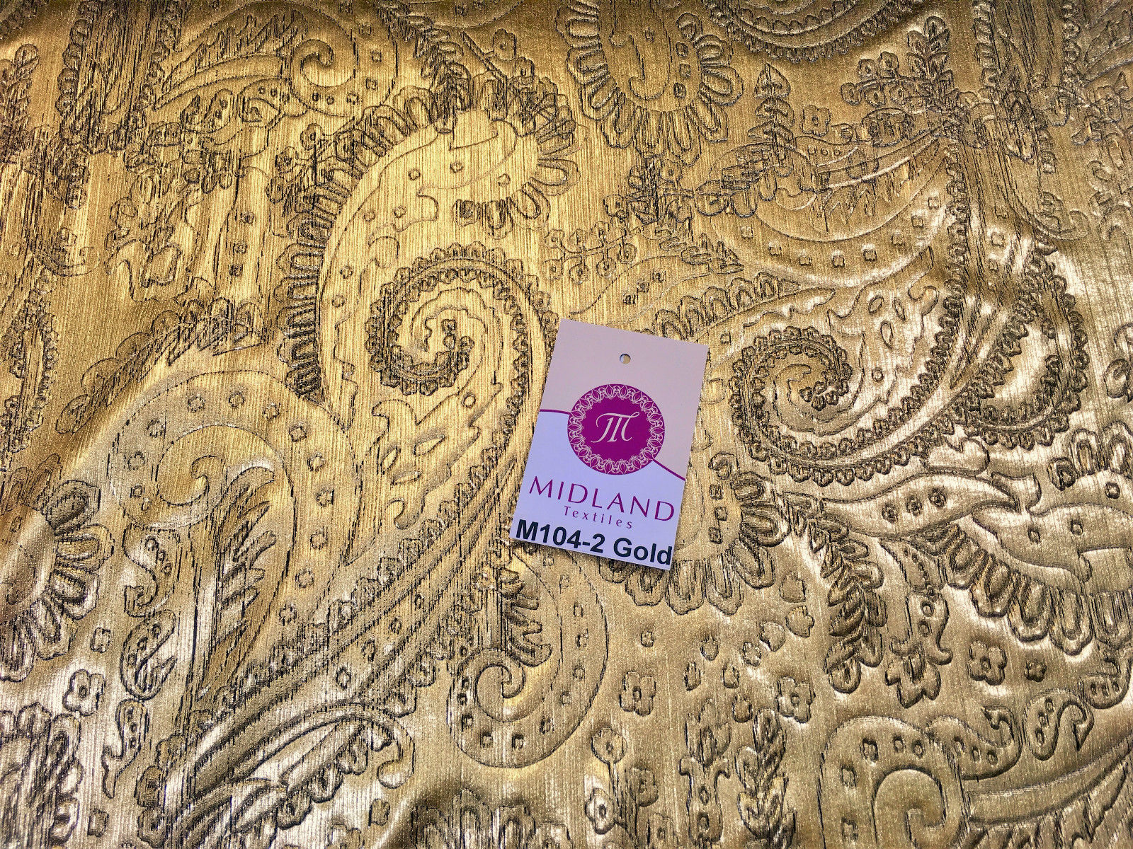 Lame Paisley Embossed Foil 1 way stretch Fabric 58' wide M104 Mtex