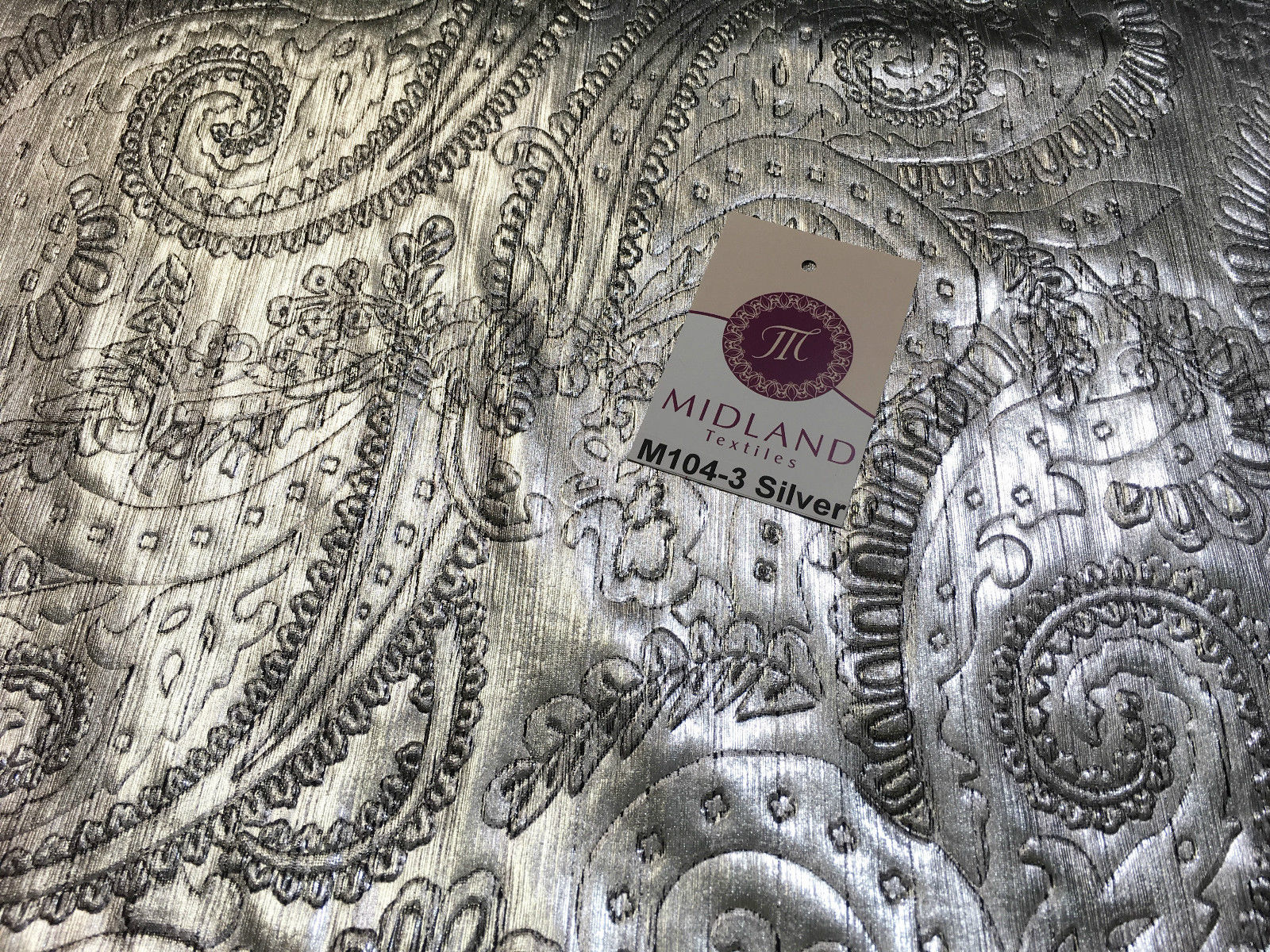 Lame Paisley Embossed Foil 1 way stretch Fabric 58" wide M104 Mtex