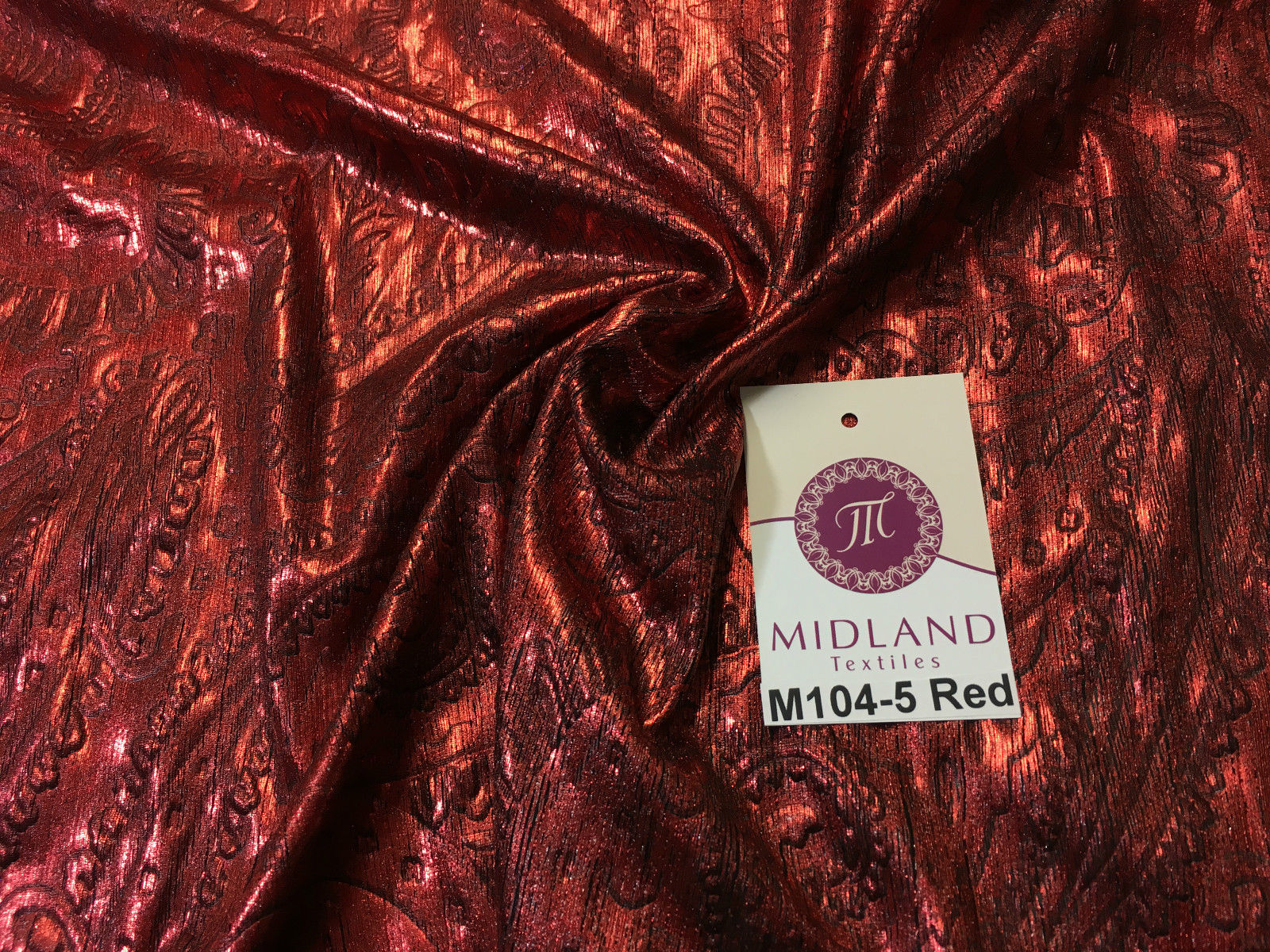 Lame Paisley Embossed Foil 1 way stretch Fabric 58' wide M104 Mtex