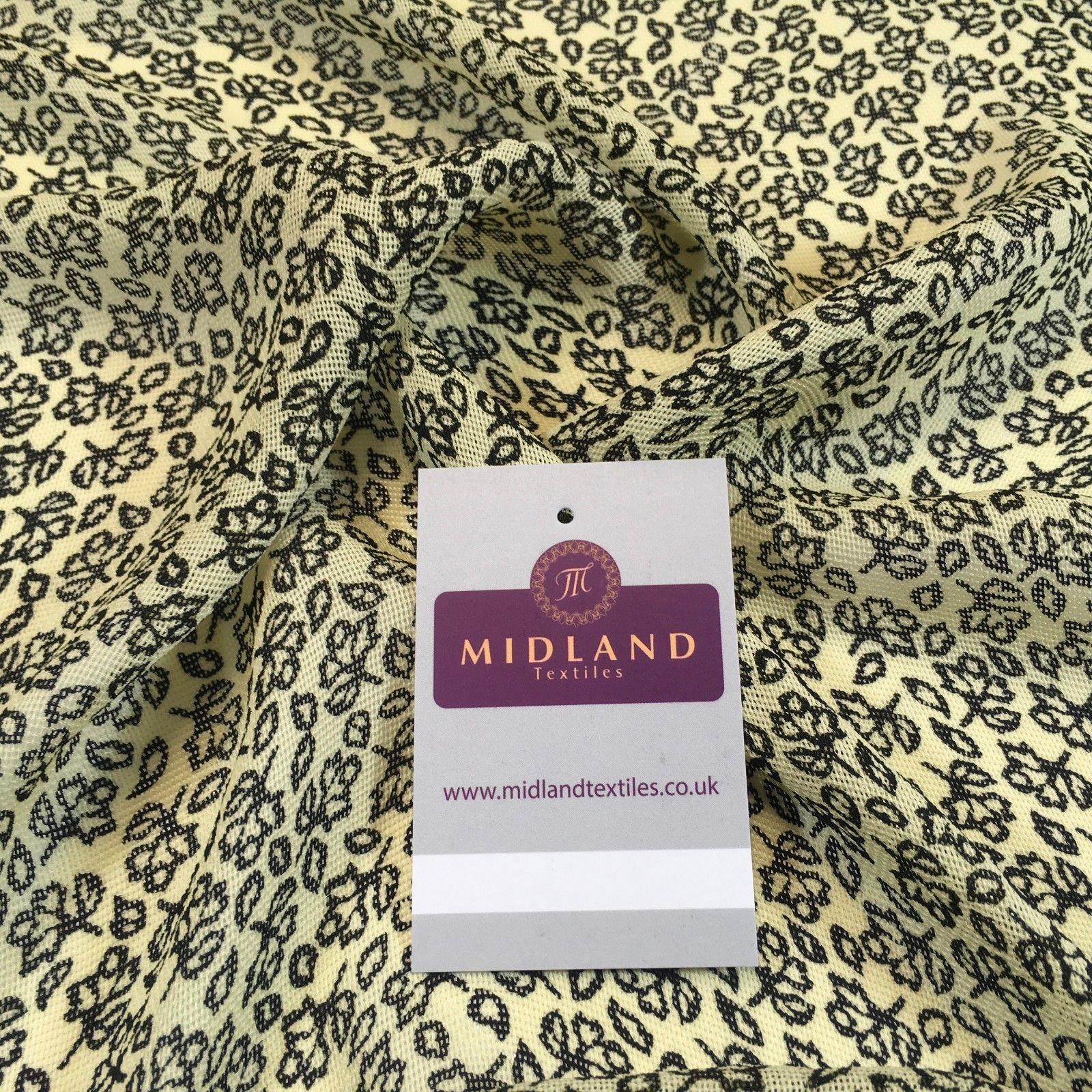 Black Cream Floral textured moss crepe dress fabric 44" M145-64 Mtex - Midland Textiles & Fabric