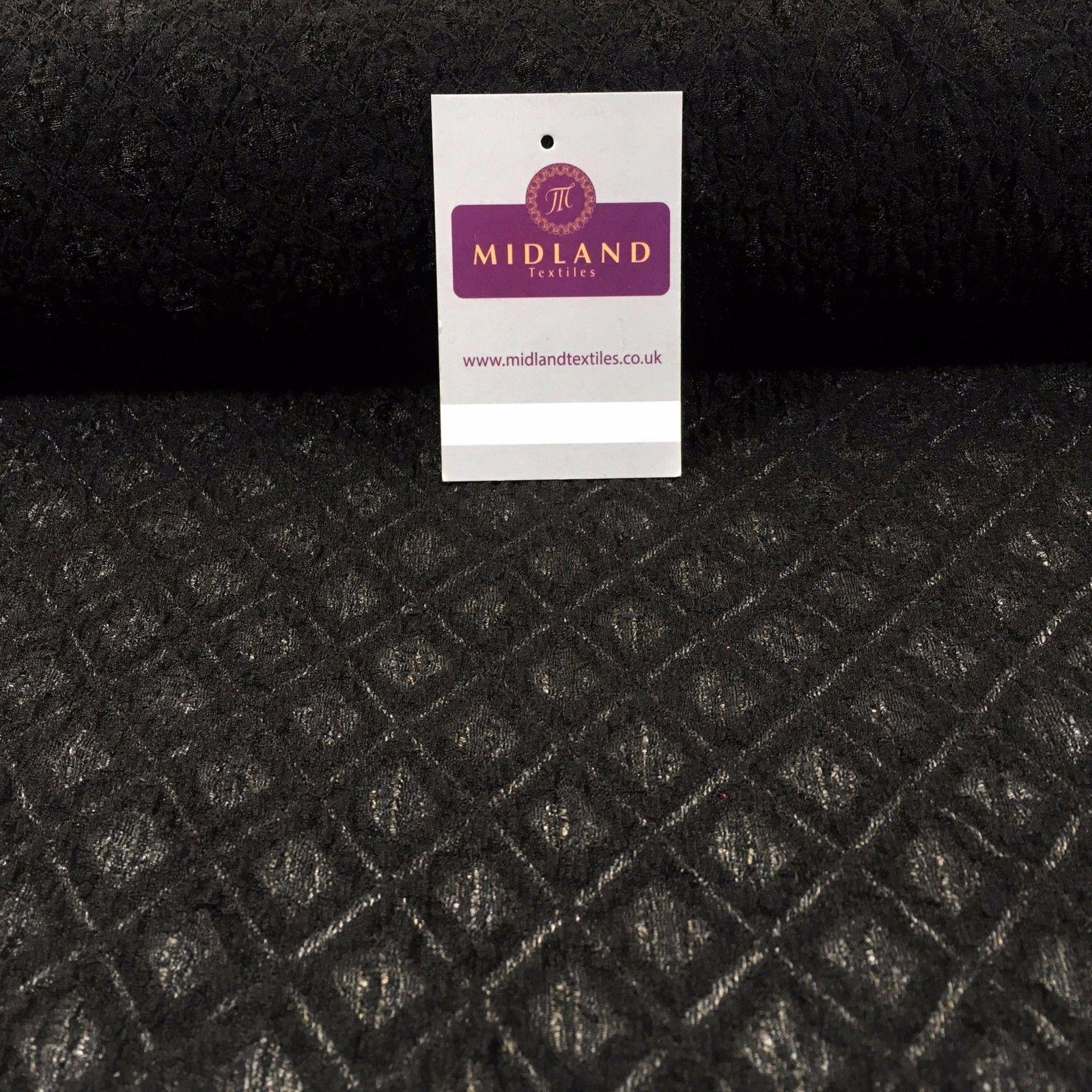 Black emboss Geometric stretch Jersey dress fabric 58" M186-37 Mtex - Midland Textiles & Fabric