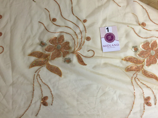 Double border Sequined flower Scalloped Net dress Fabric 52" Wide M194 Mtex - Midland Textiles & Fabric