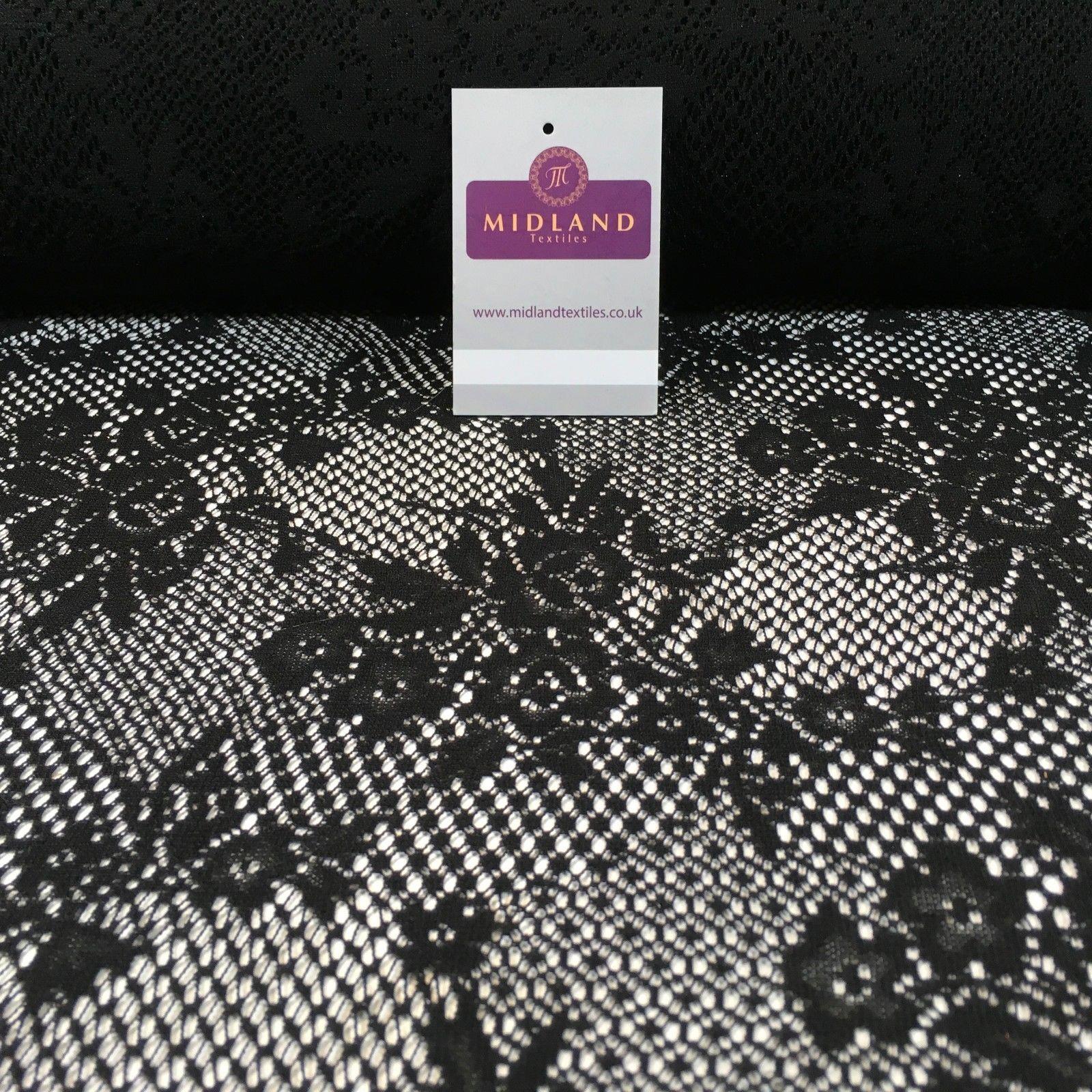 Black Floral Vintage Crochet dress Fabric 58" Wide M186-35 Mtex - Midland Textiles & Fabric