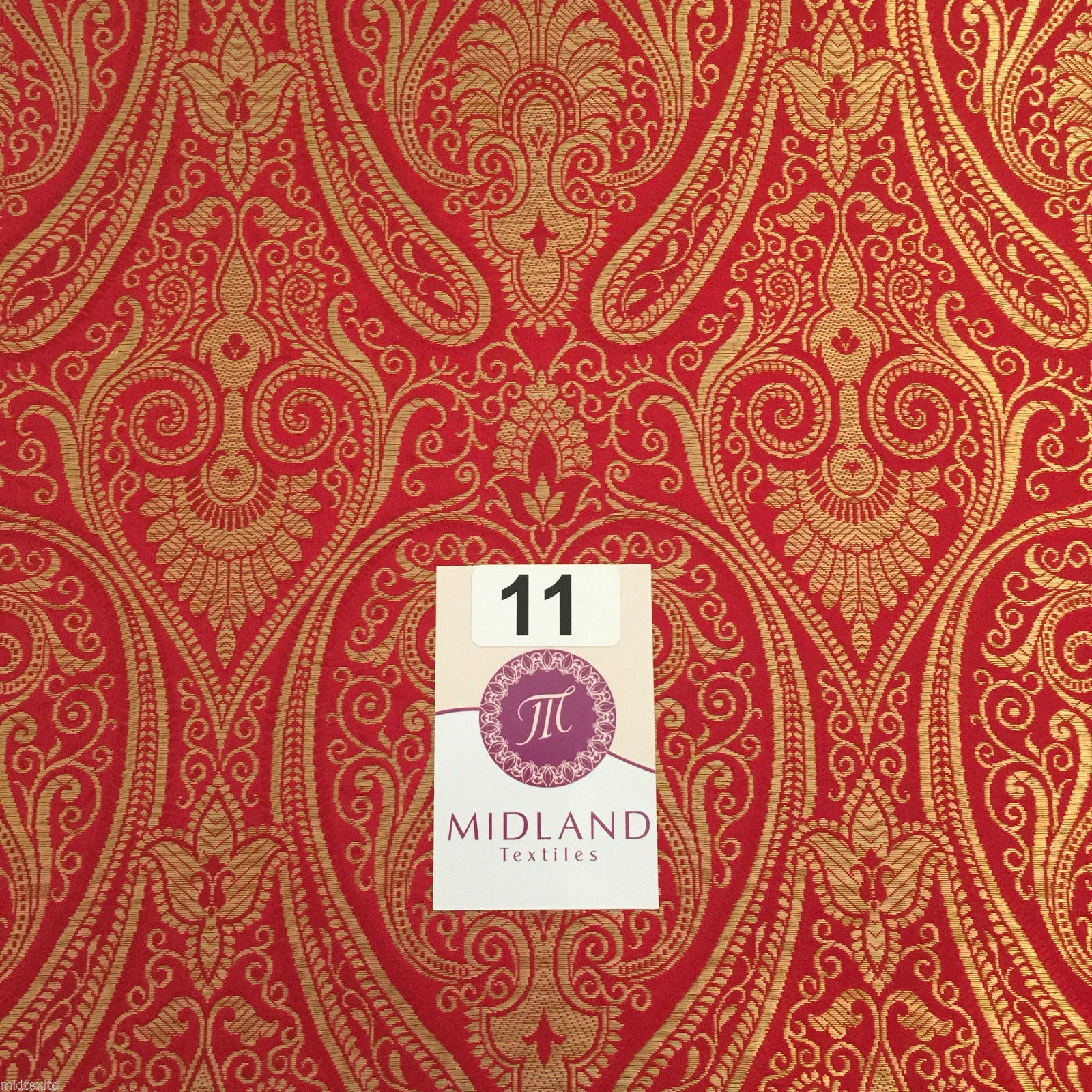 Ornamental paisley gold metallic print Indian banarsi Brocade fabric M246 Mtex