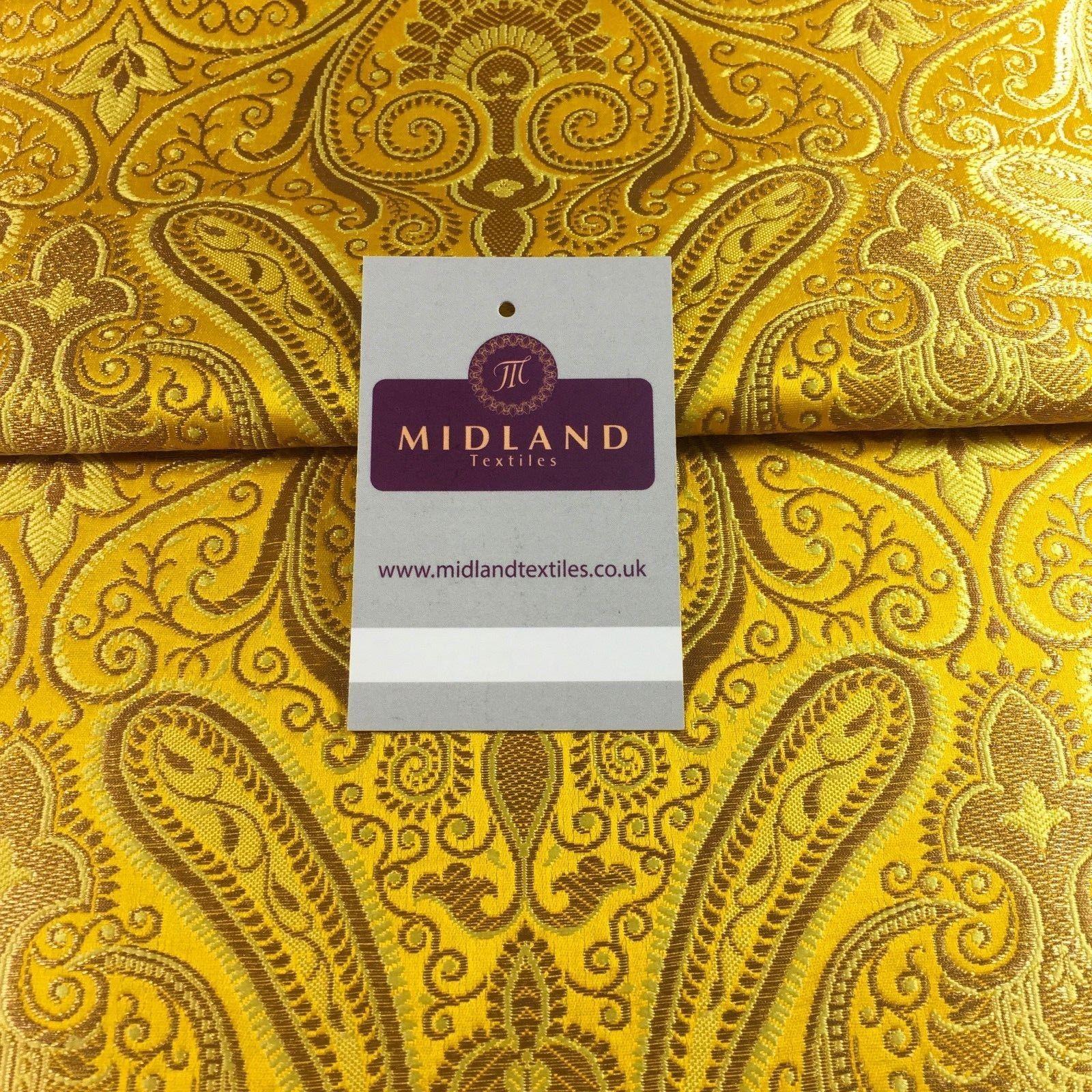 Ornamental paisley gold metallic print Indian banarsi Brocade fabric M246 Mtex