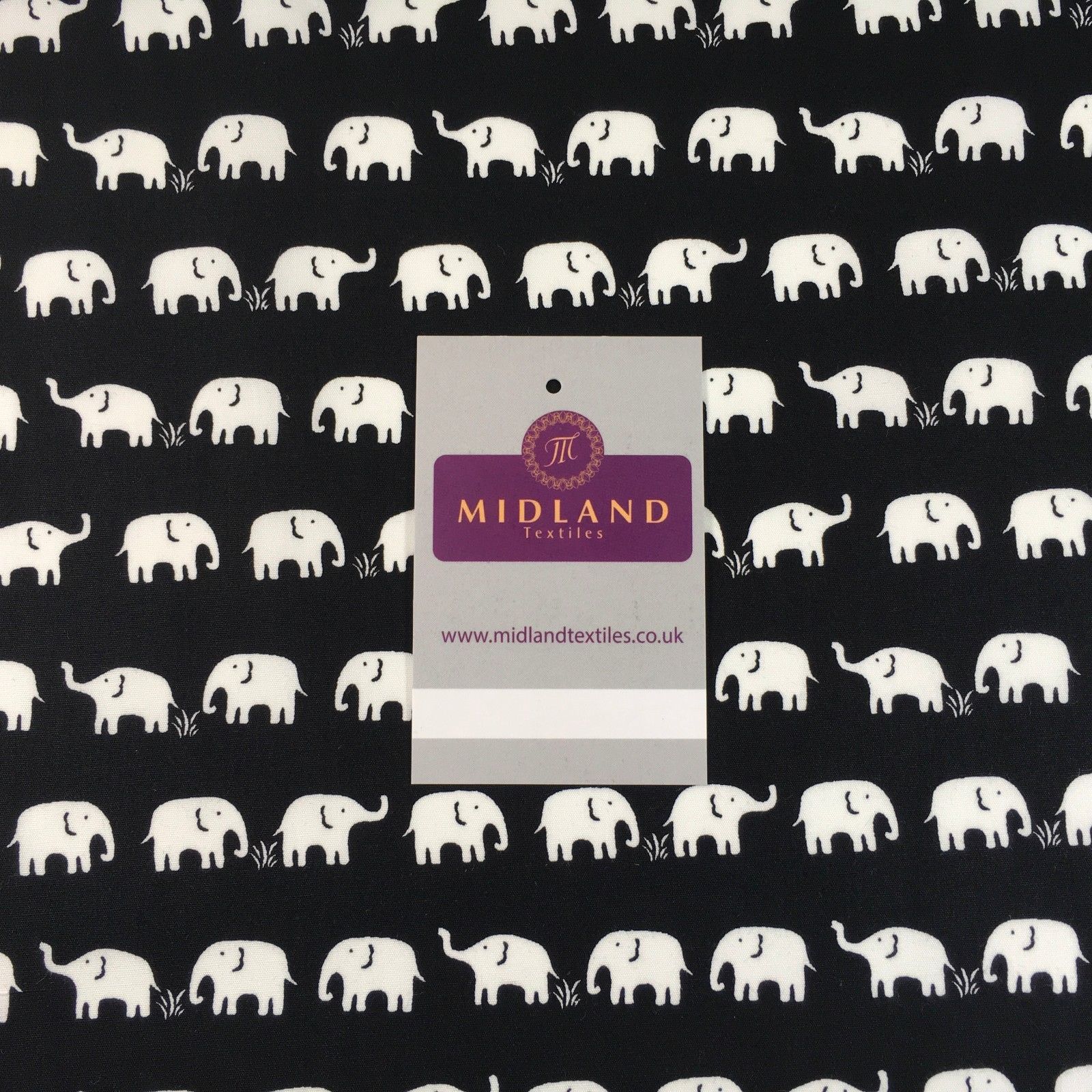 Retro Novelty Elephant Herd Fabric Print 100% Cotton 44" Wide M528 Mtex