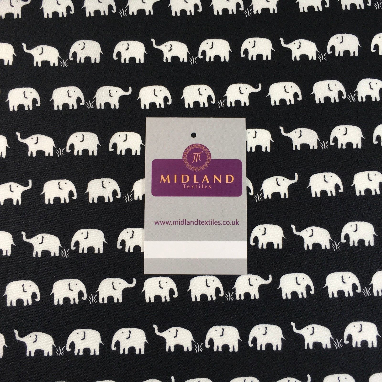 Retro Novelty Elephant Herd Fabric Print 100% Cotton 44' Wide M528 Mtex