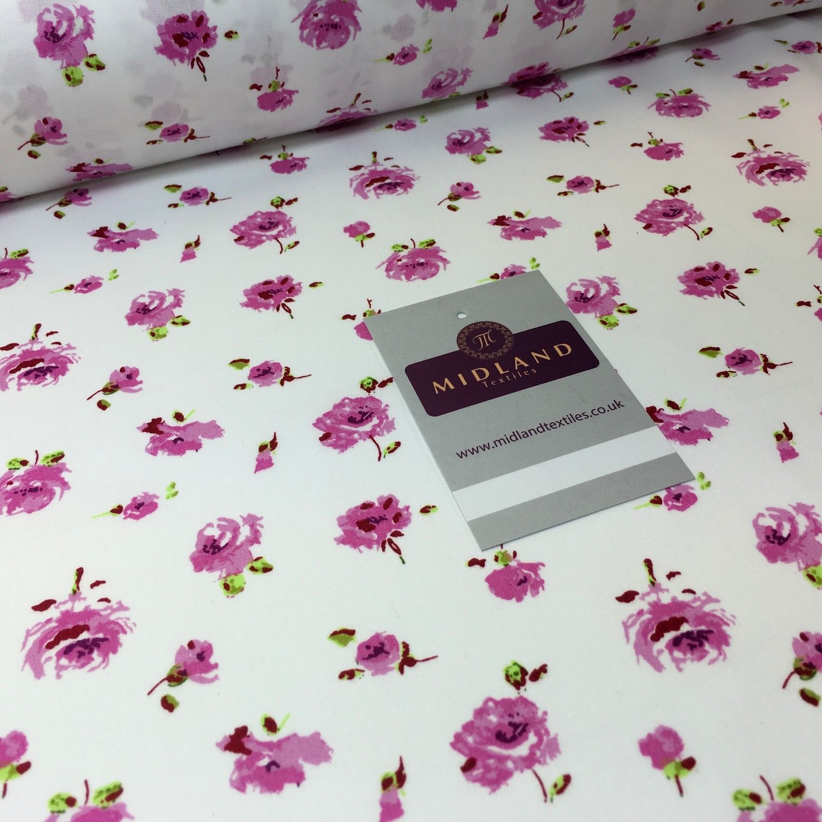 Vintage Floral print on White 100% Cotton Fabric 44" M744 Mtex