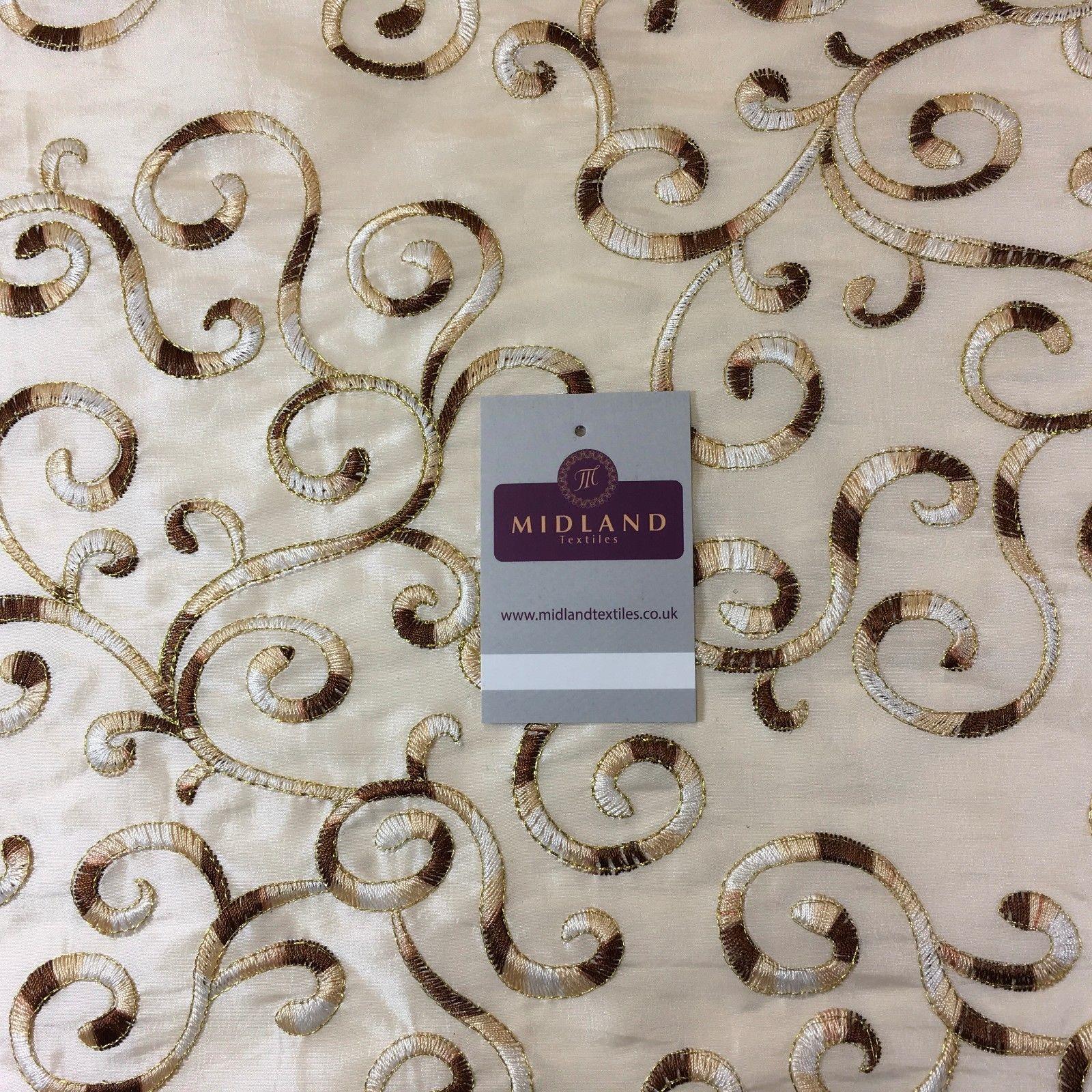 Ornate Swirl embroidered taffeta dress, curtain, cushion fabric 55" M748 Mtex