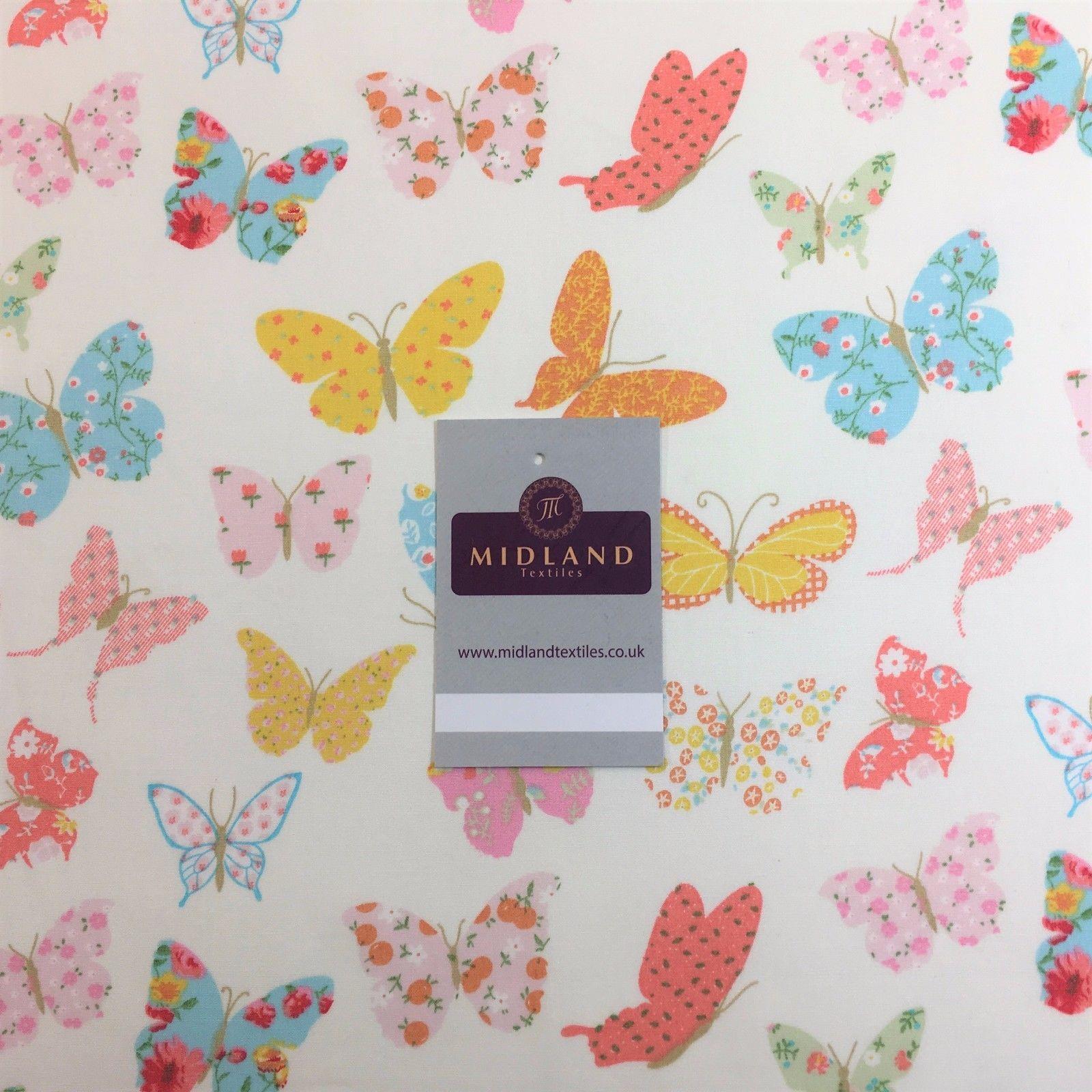 Printed butterfly cotton poplin fabric 45' Wide M769 Mtex